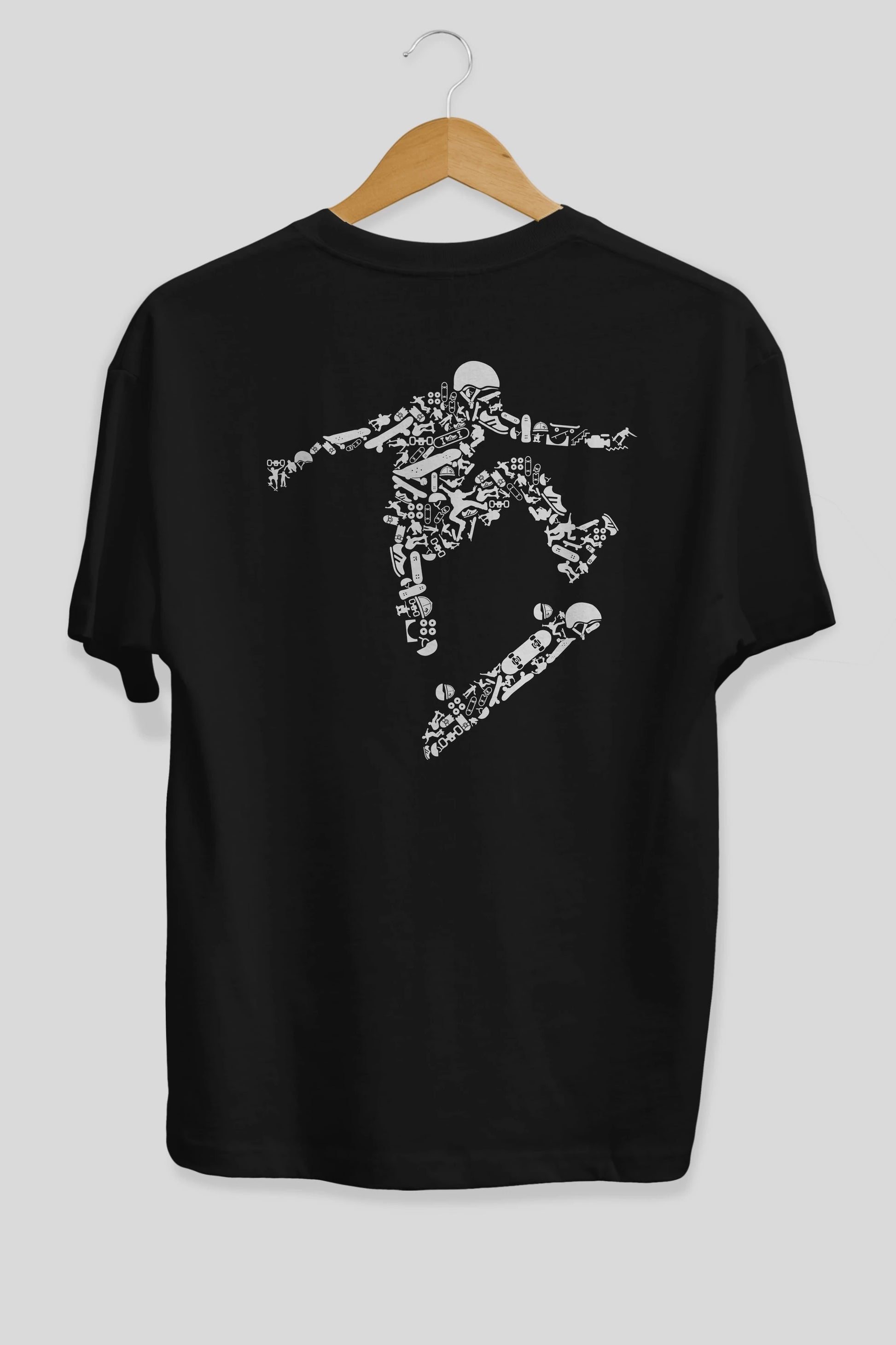 Skater Arka Baskılı Oversize t-shirt %100 pamuk Erkek Kadın Unisex