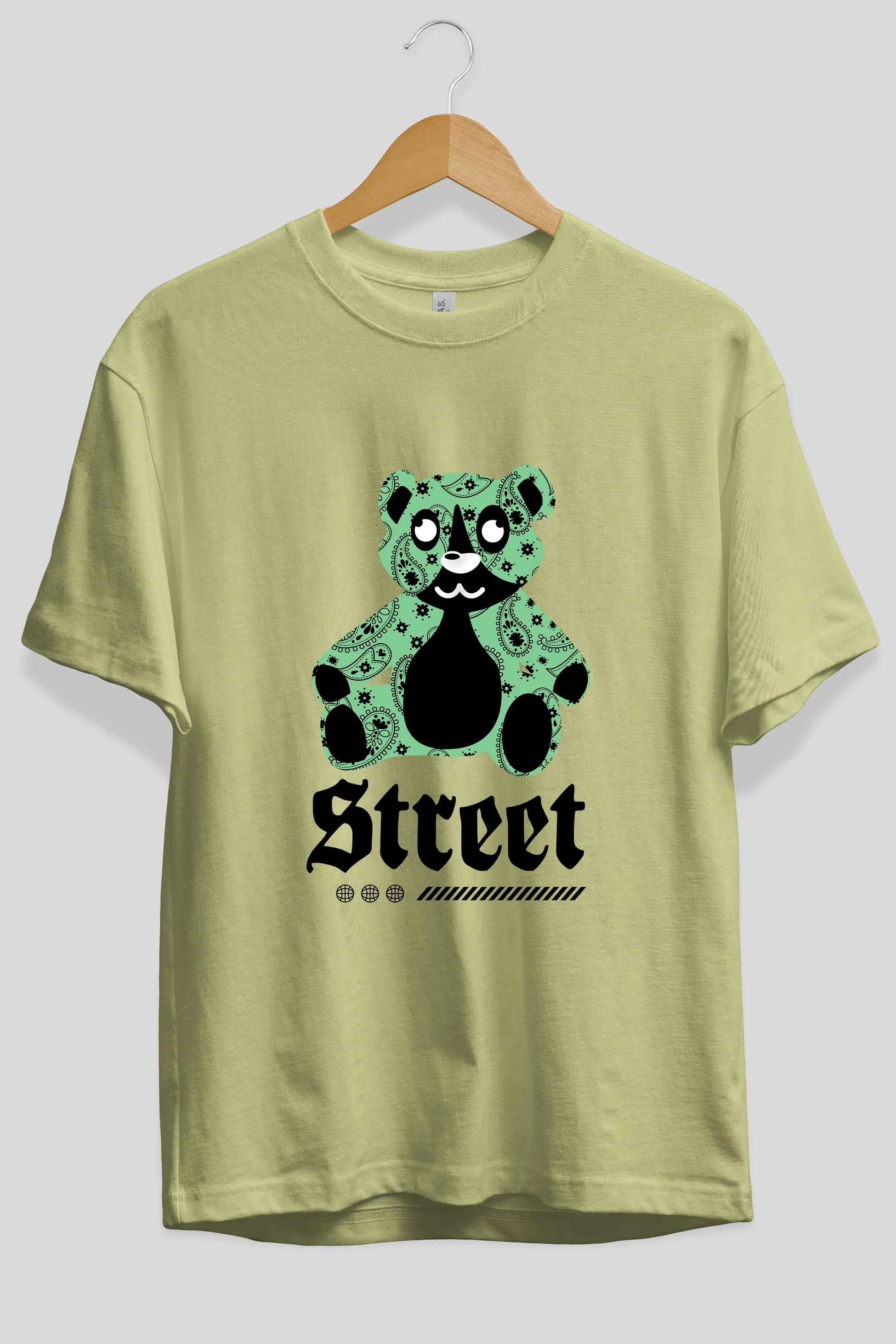 Street Bear Ön Baskılı Oversize t-shirt Erkek Kadın Unisex