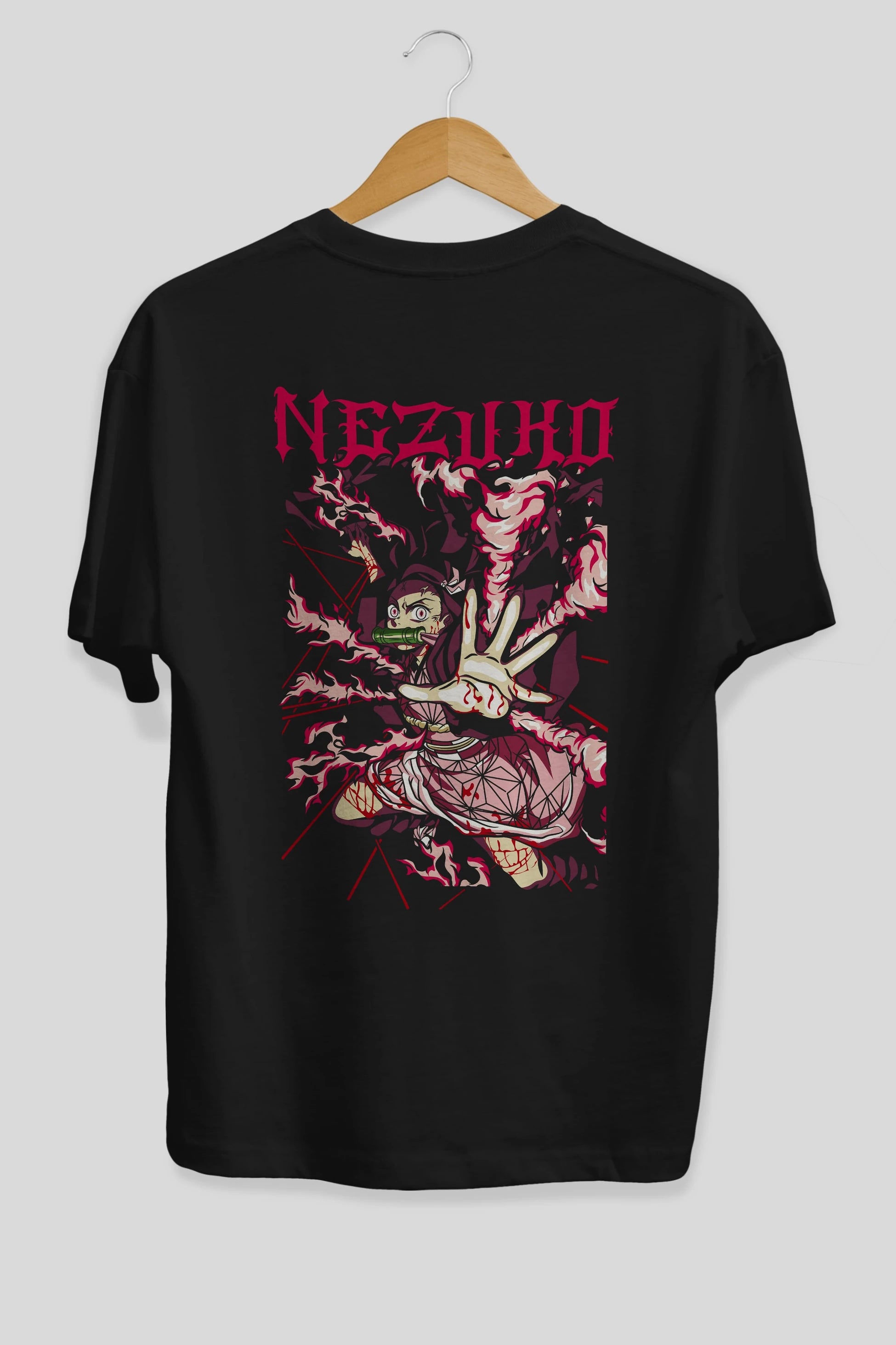 NEZUKO KAMADO Anime Arka Baskılı Oversize t-shirt Erkek Kadın Unisex