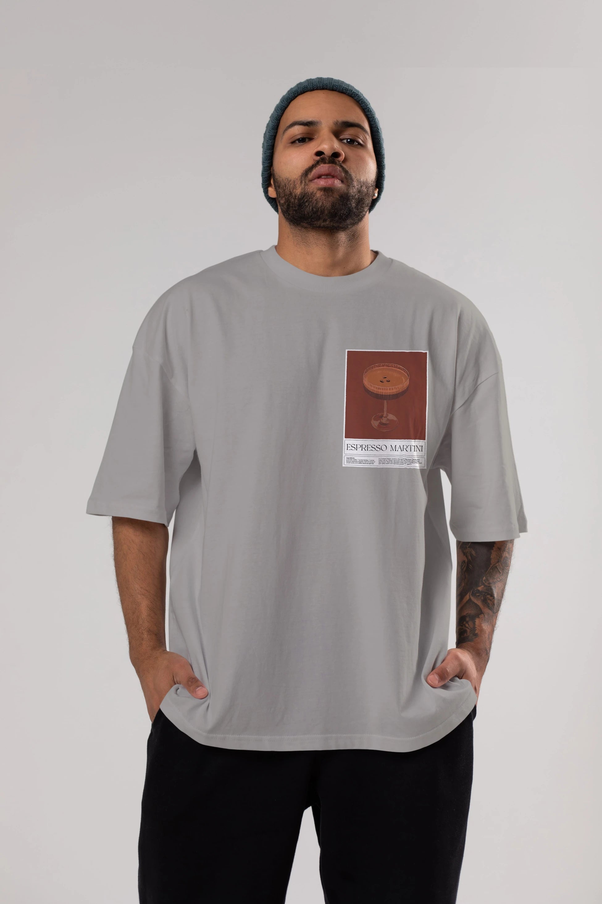 Espresso Martini Ön Sol Baskılı Oversize t-shirt Erkek Kadın Unisex %100 Pamuk Bisiklet Yaka tişort