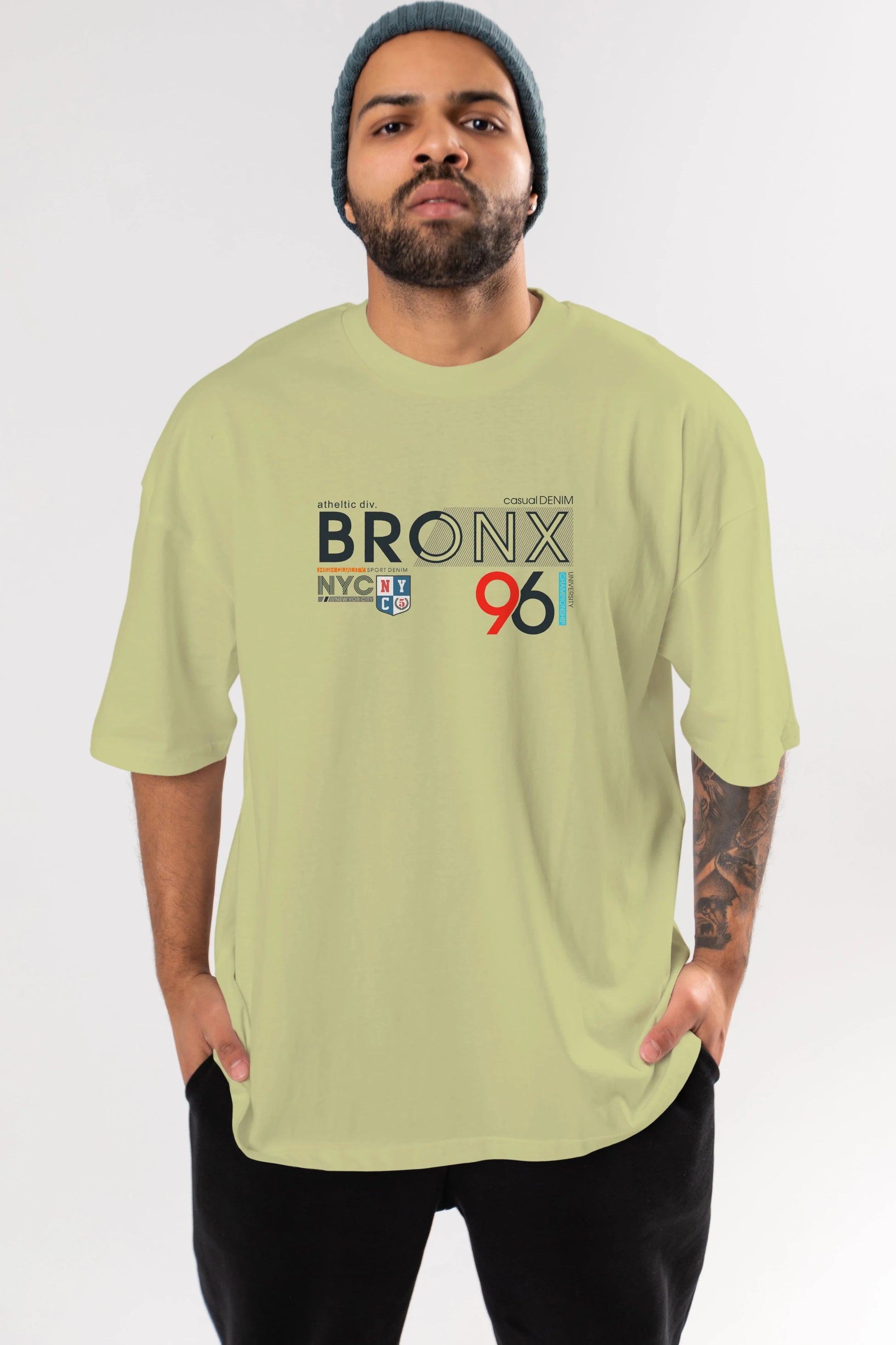 Bronx 96 Ön Baskılı Oversize t-shirt Erkek Kadın Unisex