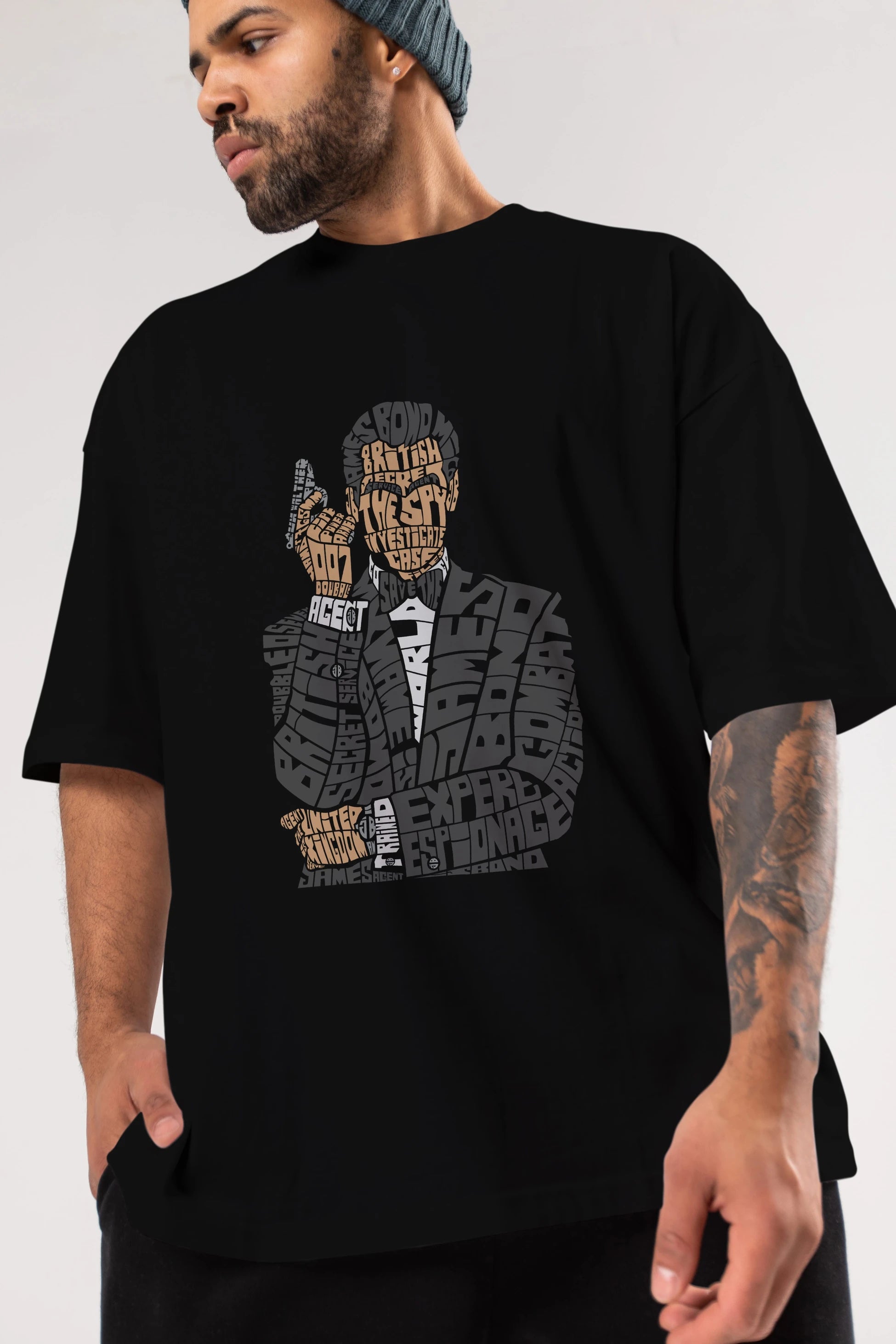 James Bond Ön Baskılı Oversize t-shirt %100 pamuk Erkek Kadın Unisex