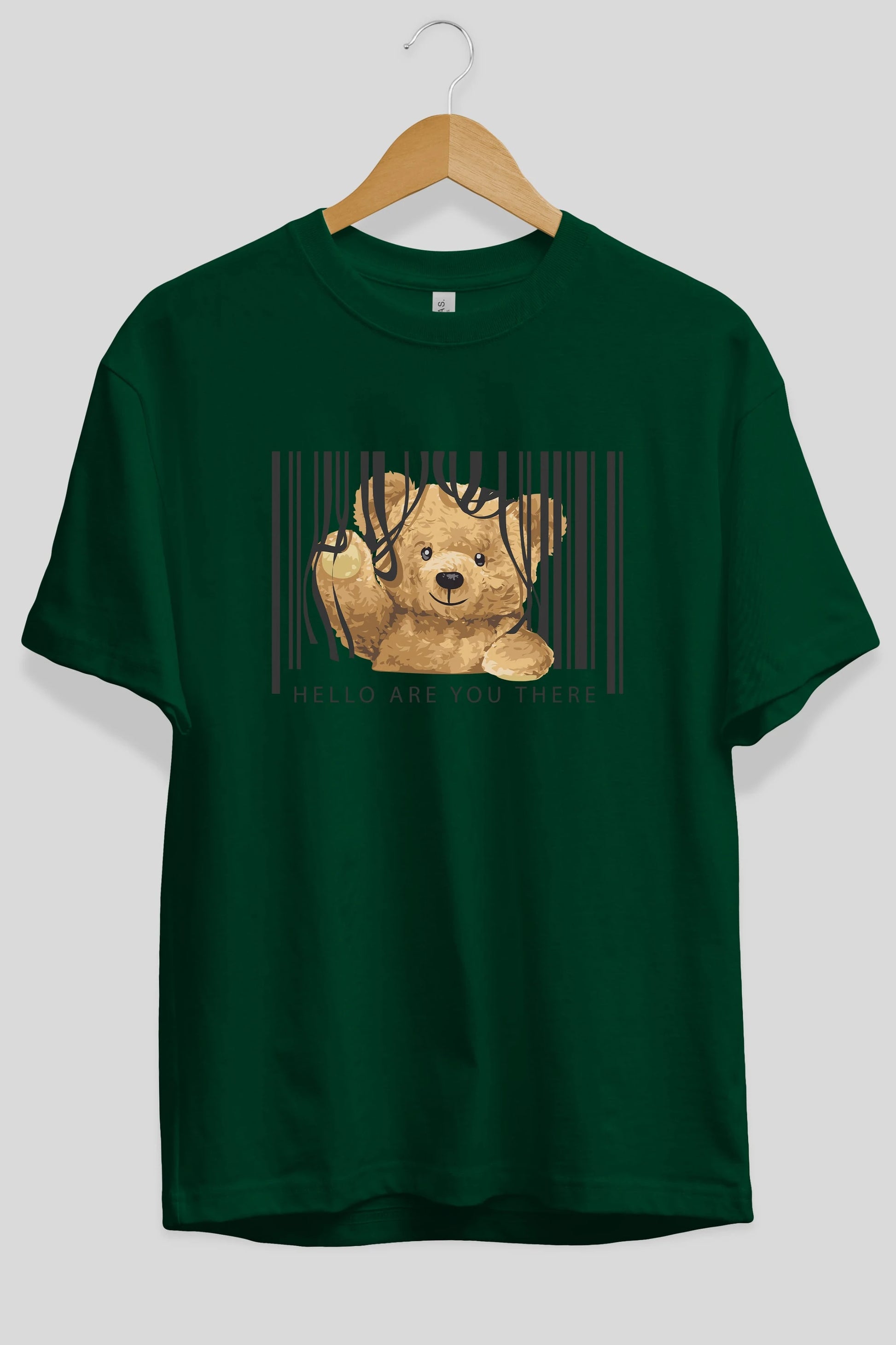Teddy Bear Hello Ön Baskılı Oversize t-shirt Erkek Kadın Unisex %100 Pamuk