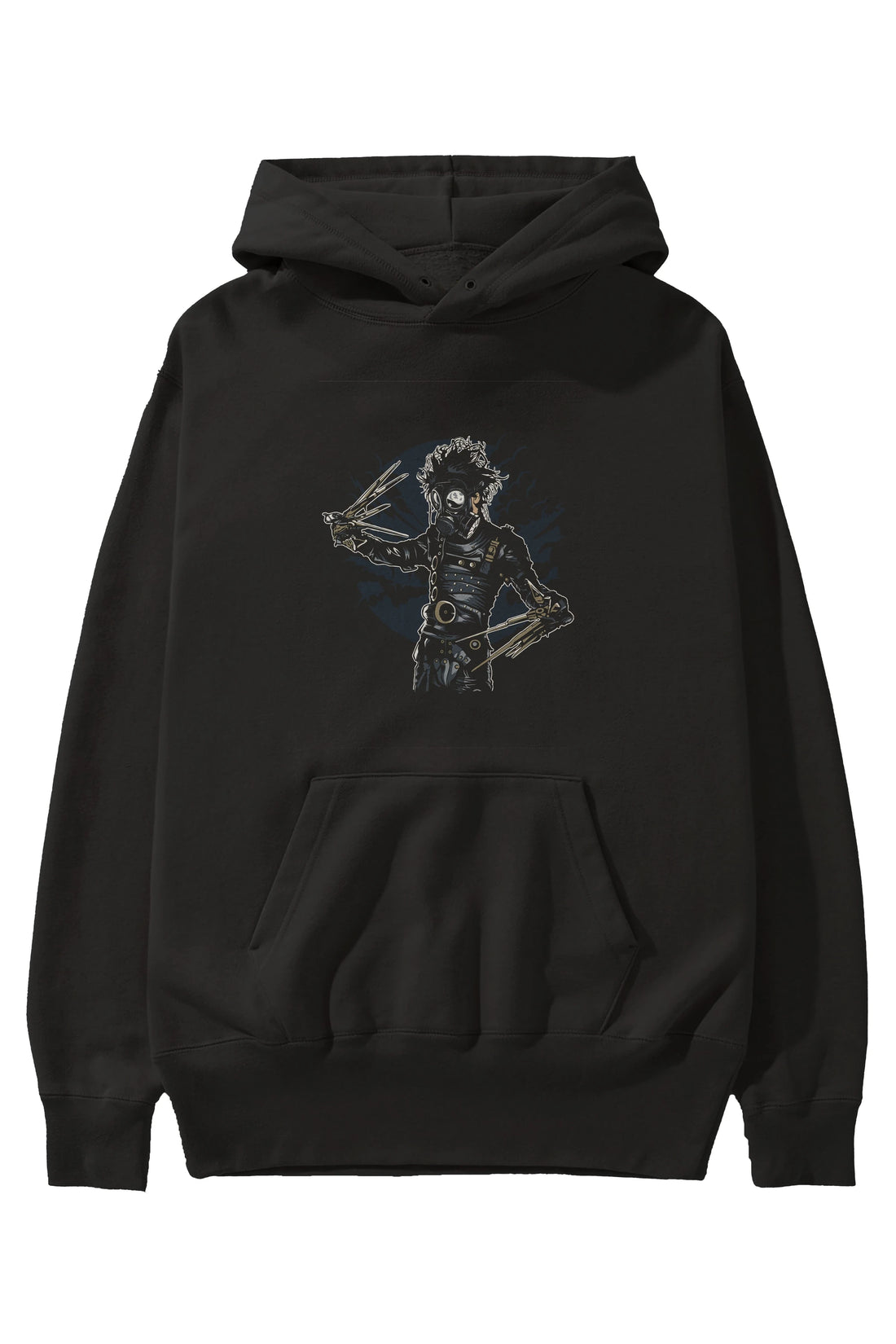 Gas Mask Scissors Ön Baskılı Hoodie Oversize Kapüşonlu Sweatshirt Erkek Kadın Unisex