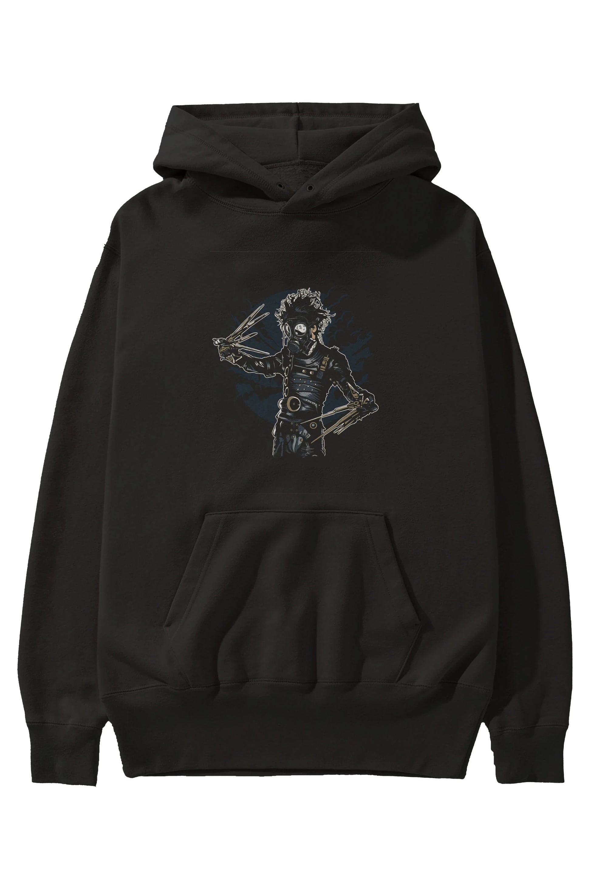Gas Mask Scissors Ön Baskılı Hoodie Oversize Kapüşonlu Sweatshirt Erkek Kadın Unisex