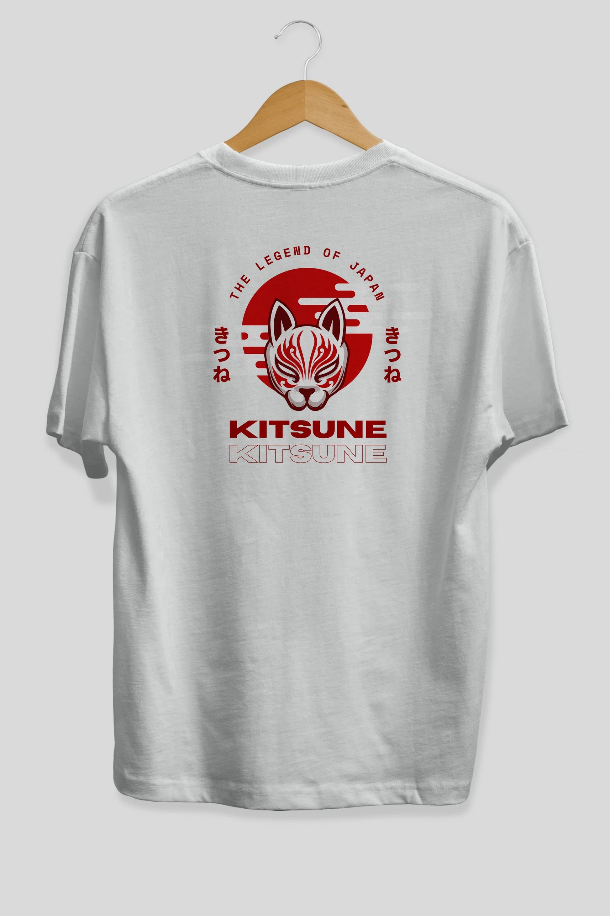 Kitsune Mask Arka Baskılı Oversize t-shirt Erkek Kadın Unisex