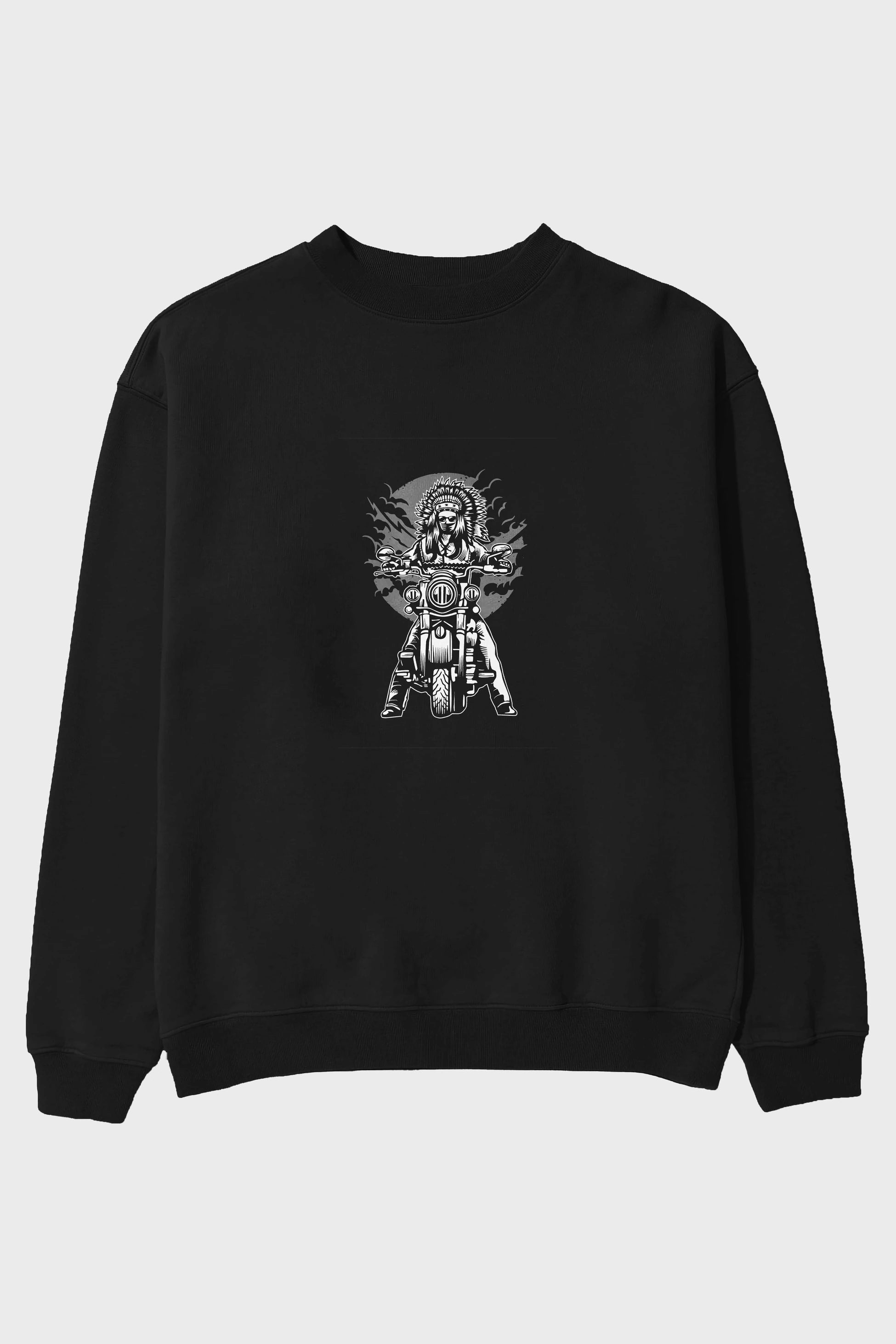Indian Chief Motorcycle Ön Baskılı Oversize Sweatshirt Erkek Kadın Unisex