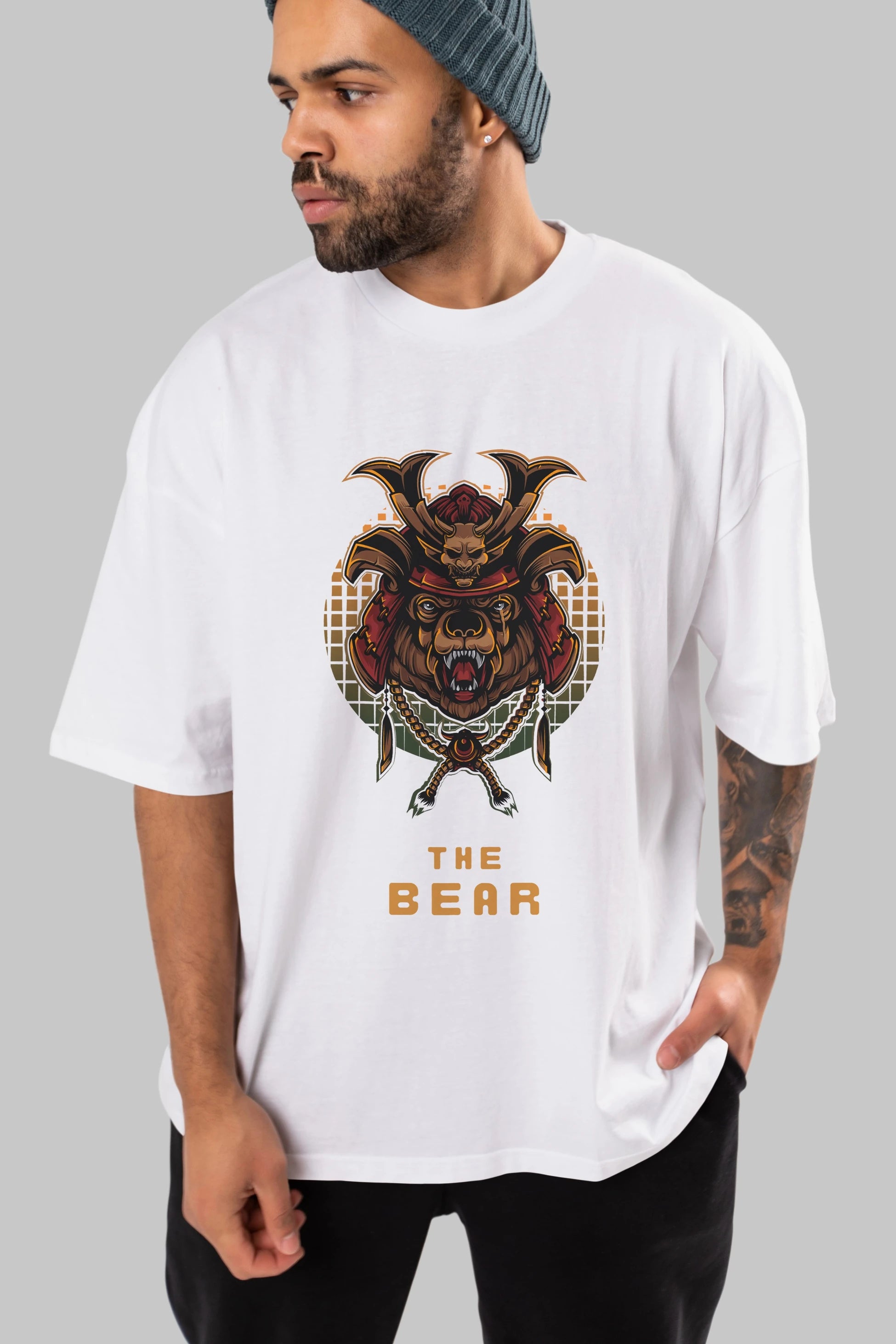 The Bear 2 Ön Baskılı Oversize t-shirt Erkek Kadın Unisex %100 Pamuk