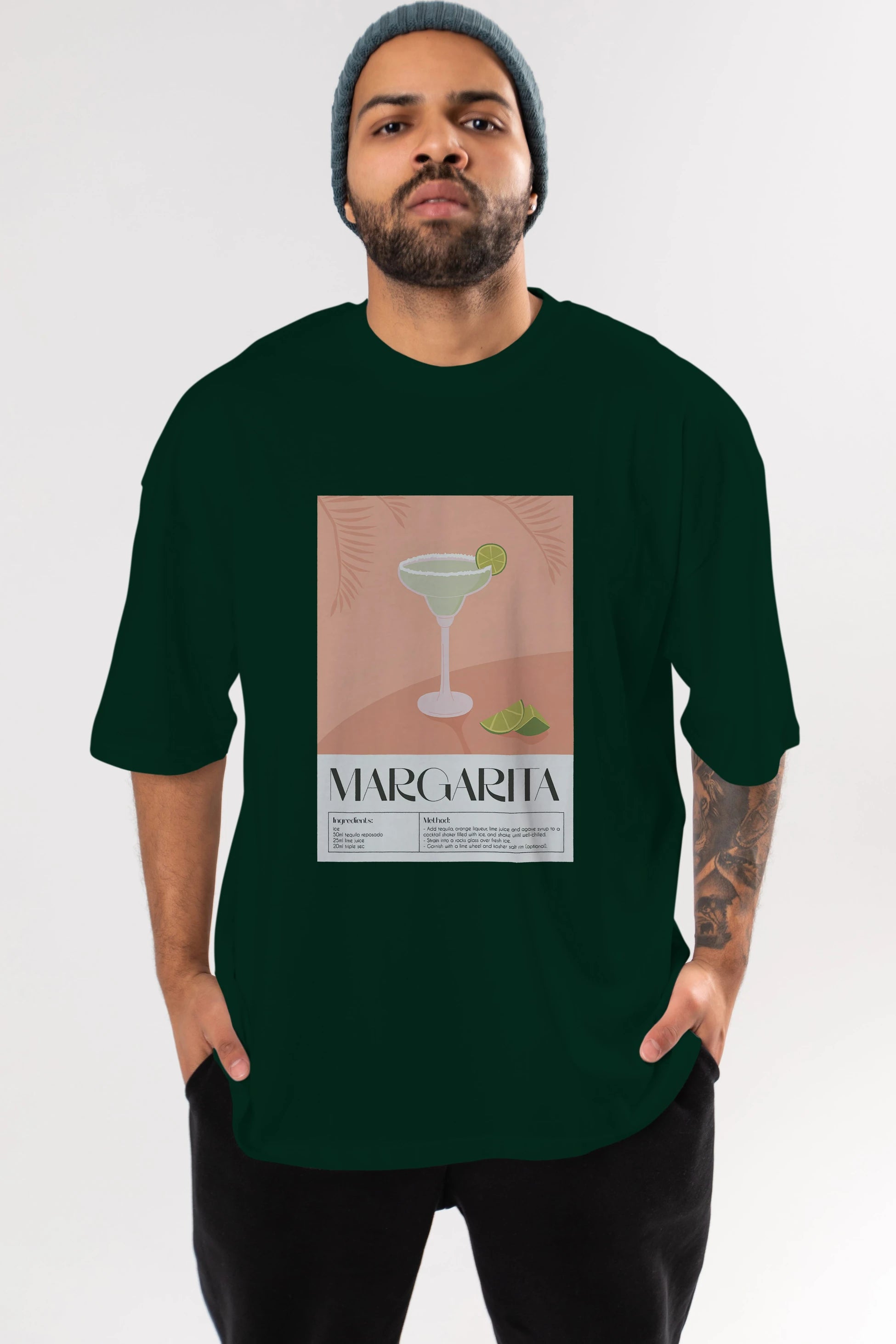 Margarita 5 Ön Baskılı Oversize t-shirt Erkek Kadın Unisex %100 Pamuk Bisiklet Yaka tişort