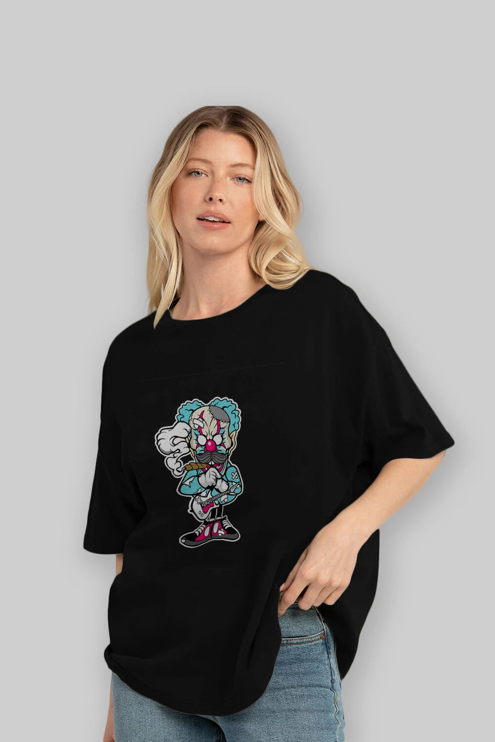 Clown Monster Ön Baskılı Oversize t-shirt Erkek Kadın Unisex %100 Pamuk tişort