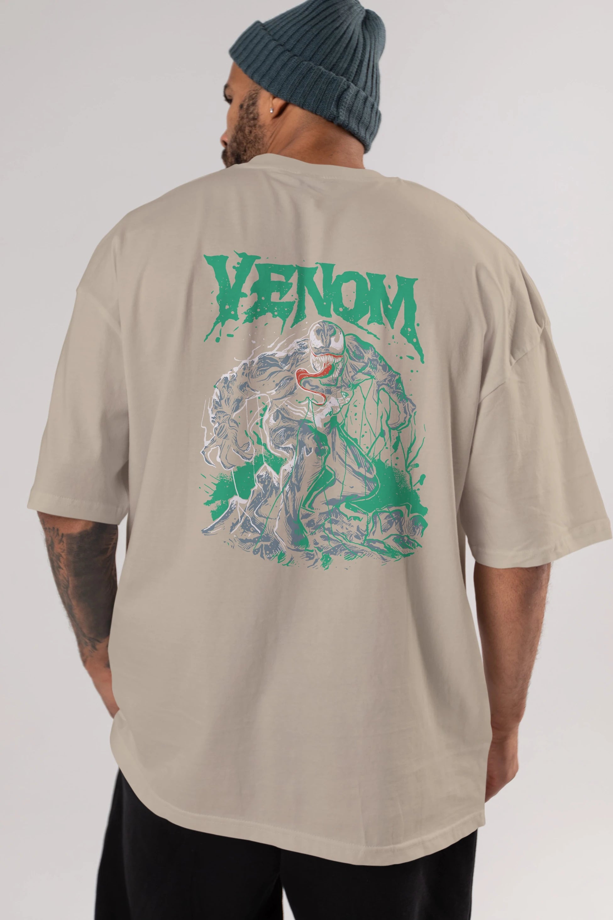 Venom (3) Arka Baskılı Oversize t-shirt Erkek Kadın Unisex %100 Pamuk Bisiklet Yaka tişort