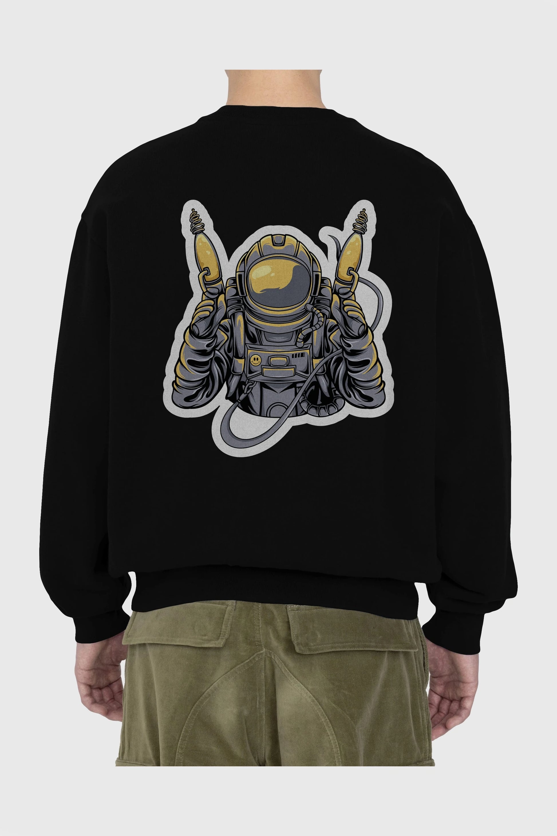 Alien Hunter Sticker Arka Baskılı Oversize Sweatshirt Erkek Kadın Unisex