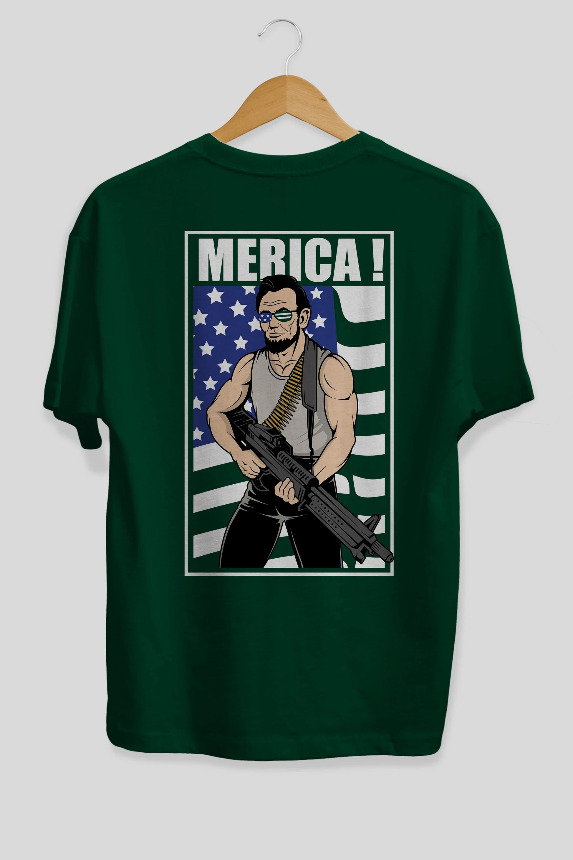 Lincoln Rambo Arka Baskılı Oversize t-shirt Erkek Kadın Unisex %100 Pamuk tişort