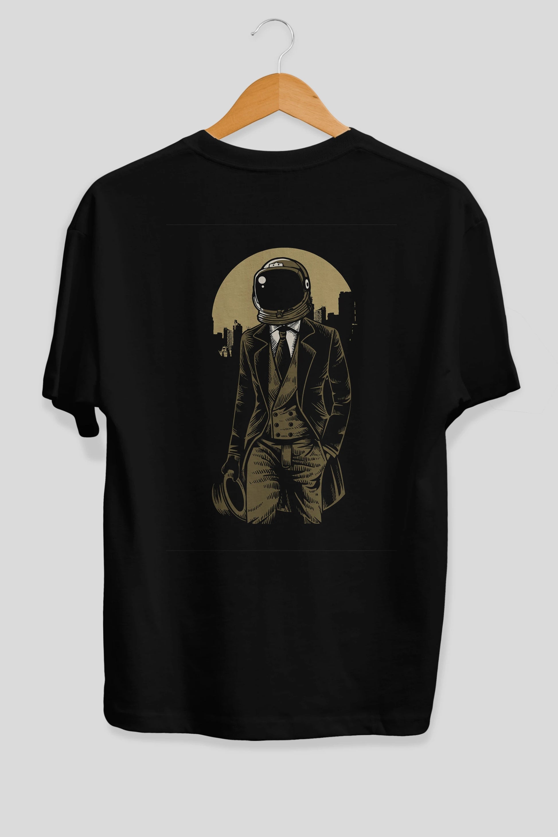 Classic Astronaut Arka Baskılı Oversize t-shirt Erkek Kadın Unisex %100 Pamuk
