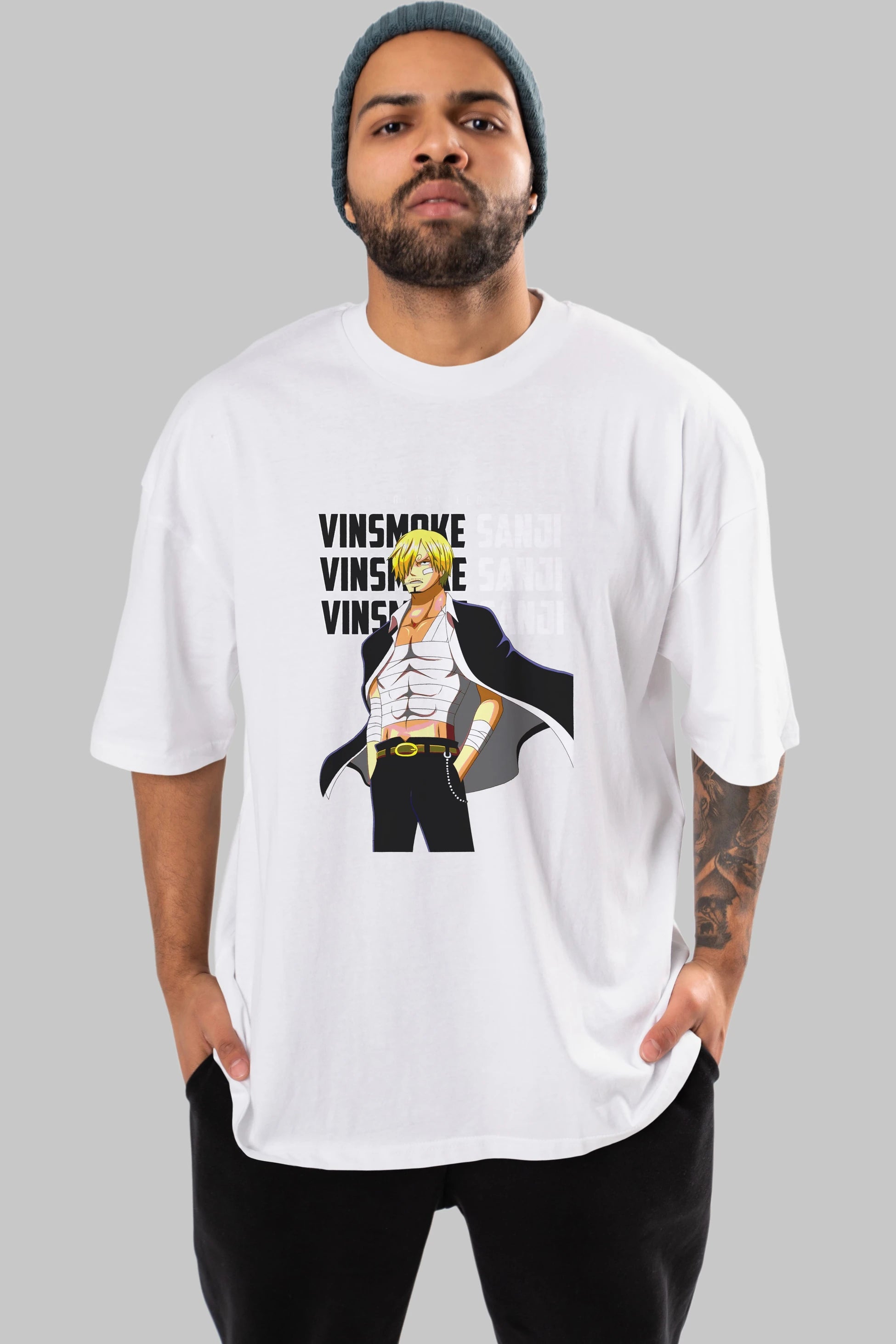 Sanji Anime Ön Baskılı Oversize t-shirt Erkek Kadın Unisex