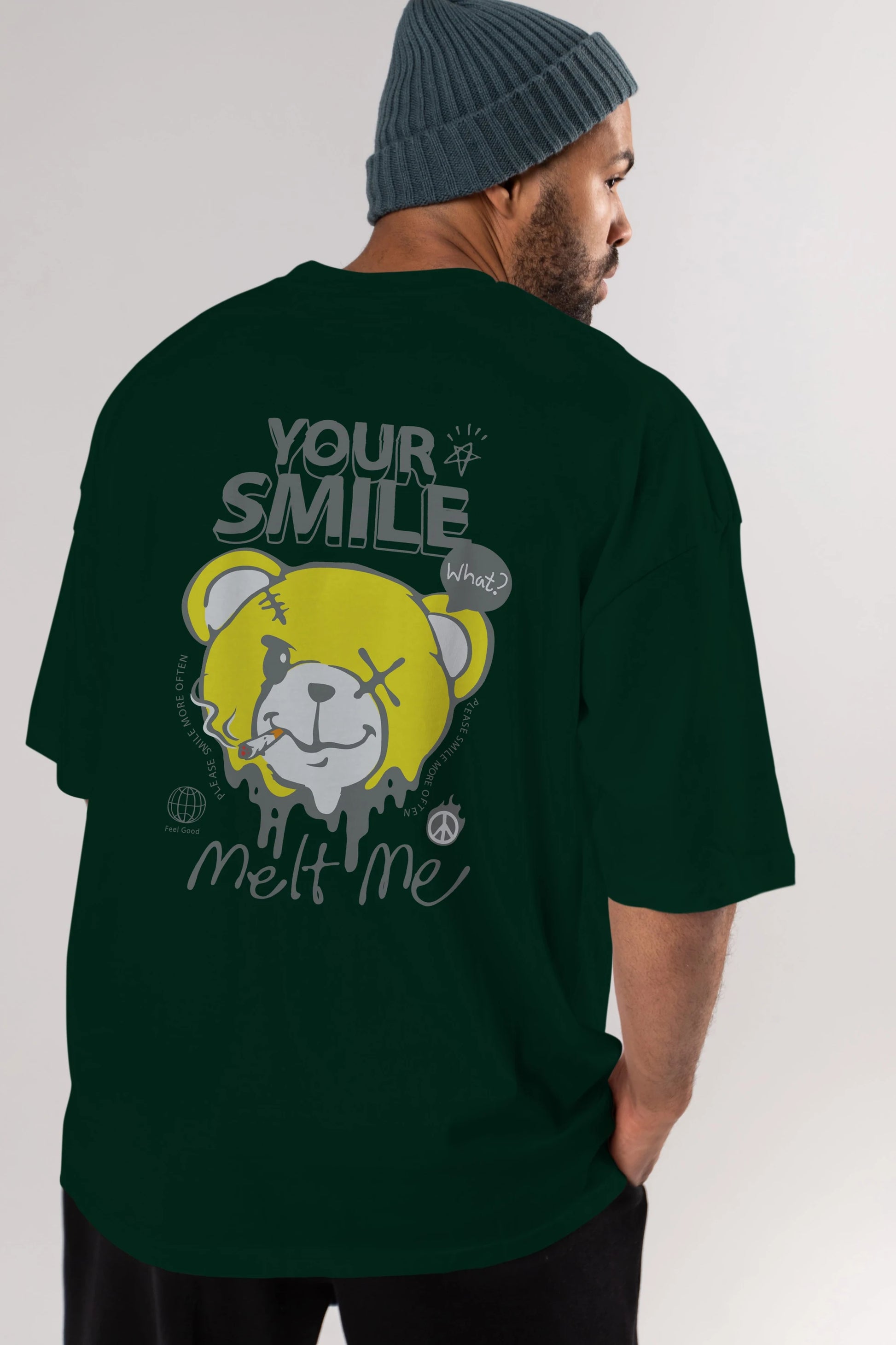Your Smile Bear Arka Baskılı Oversize t-shirt Erkek Kadın Unisex