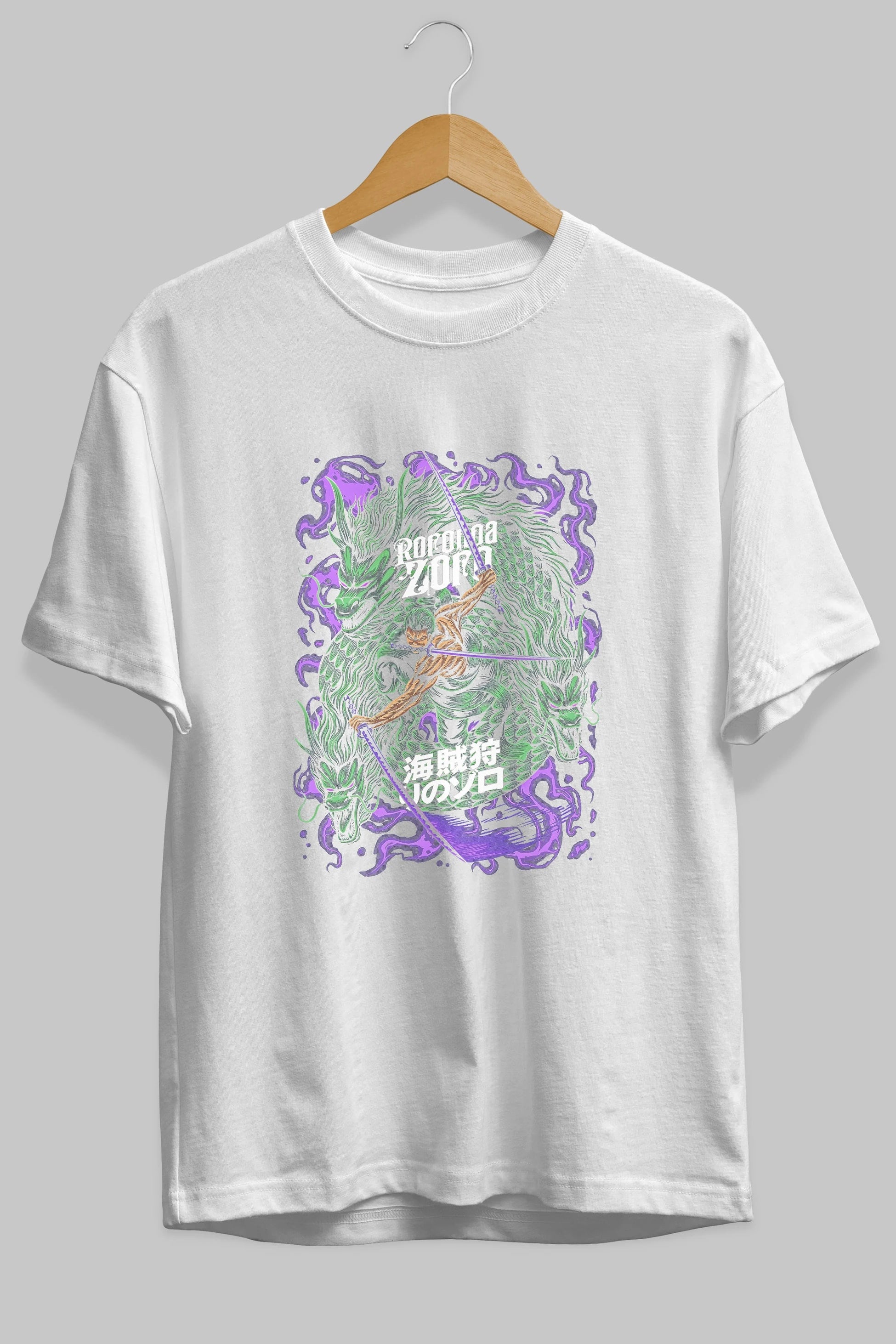RORONOA ZORO 5 Anime Ön Baskılı Oversize t-shirt %100 pamuk Erkek Kadın Unisex