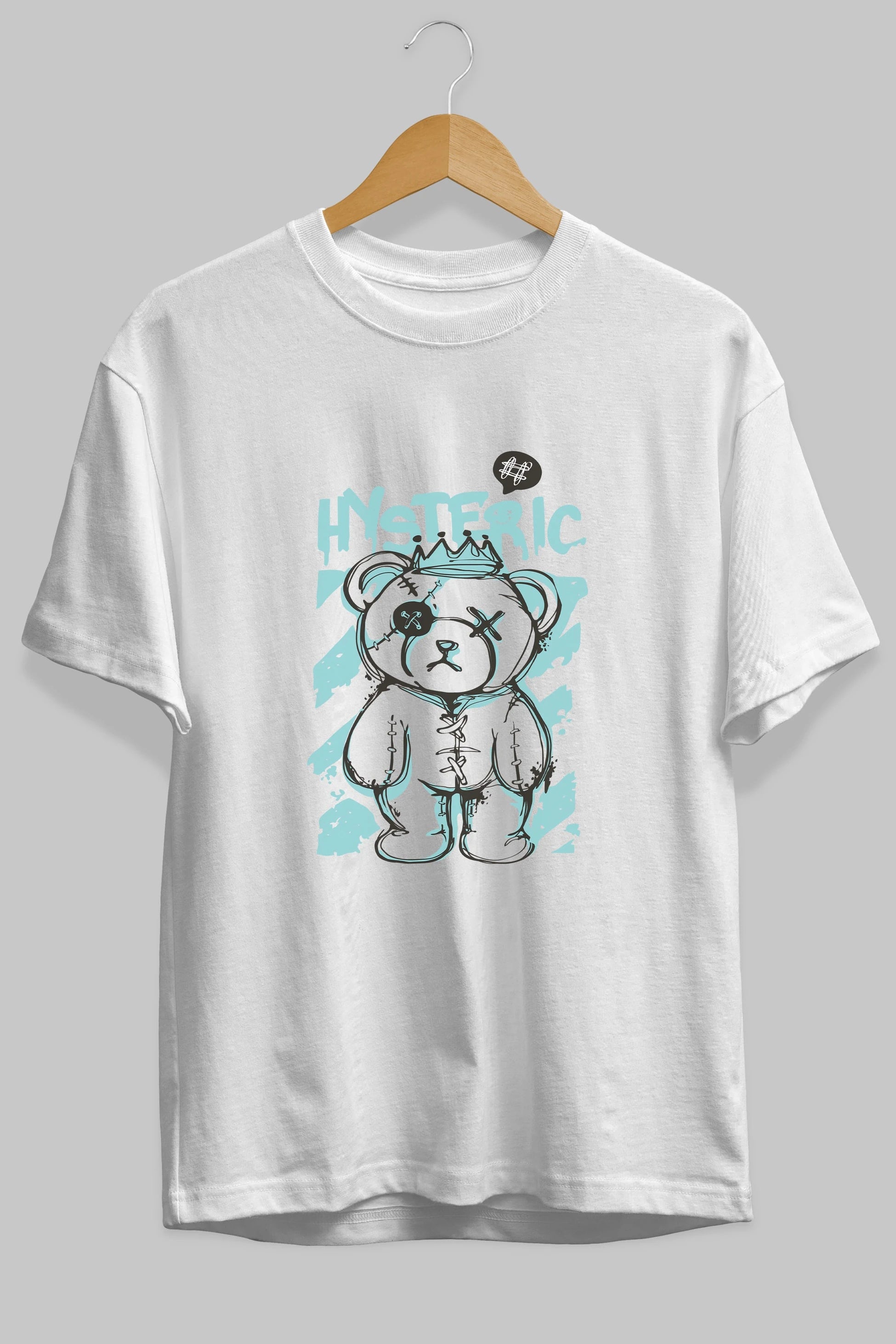 Hysteric Bear Ön Baskılı Oversize t-shirt Erkek Kadın Unisex