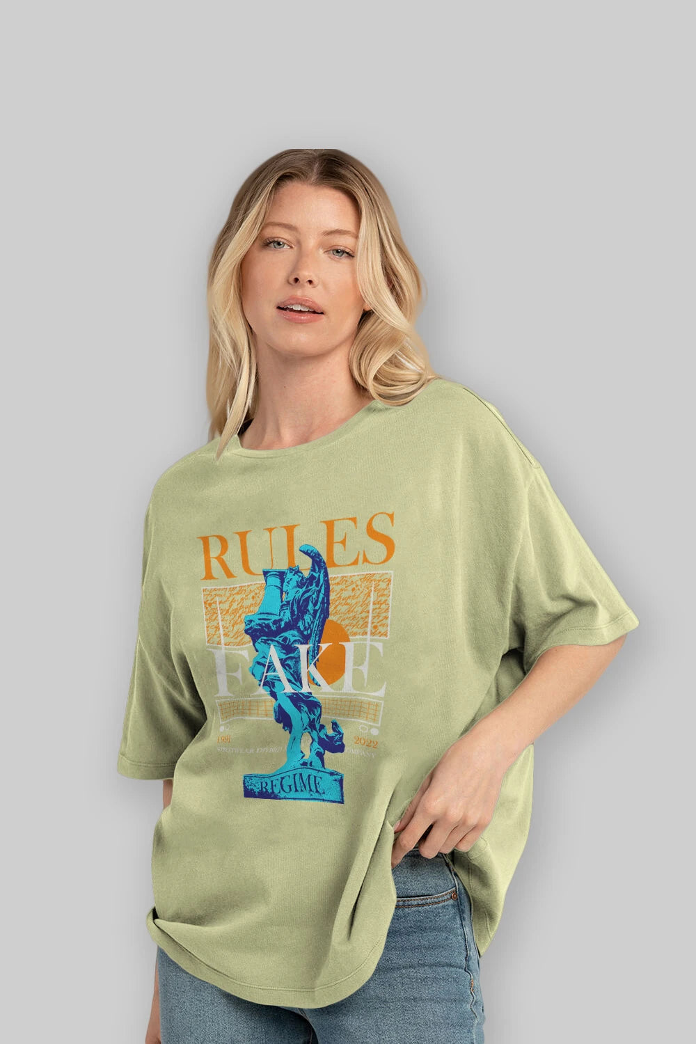 Rules Fake Ön Baskılı Oversize t-shirt Erkek Kadın Unisex