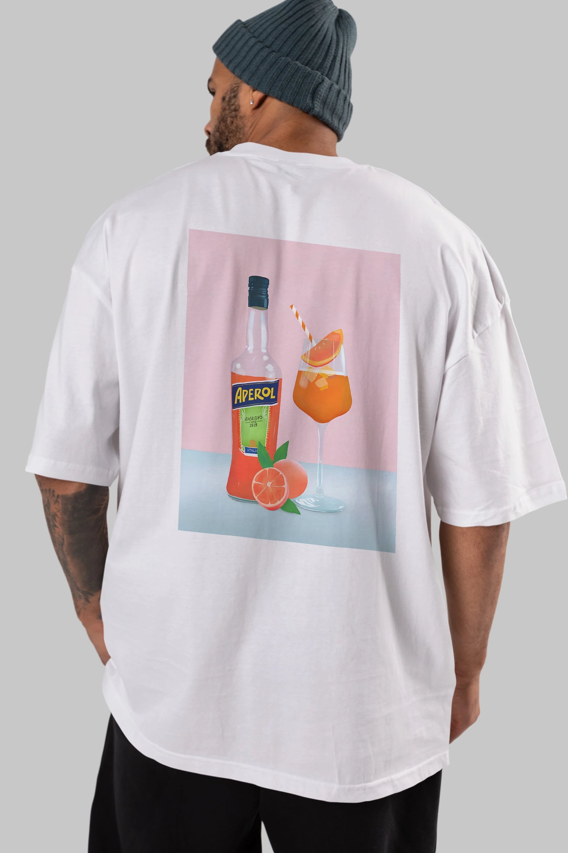 Aperol Spritz 3 Arka Baskılı Oversize t-shirt Erkek Kadın Unisex %100 Pamuk Bisiklet Yaka tişort