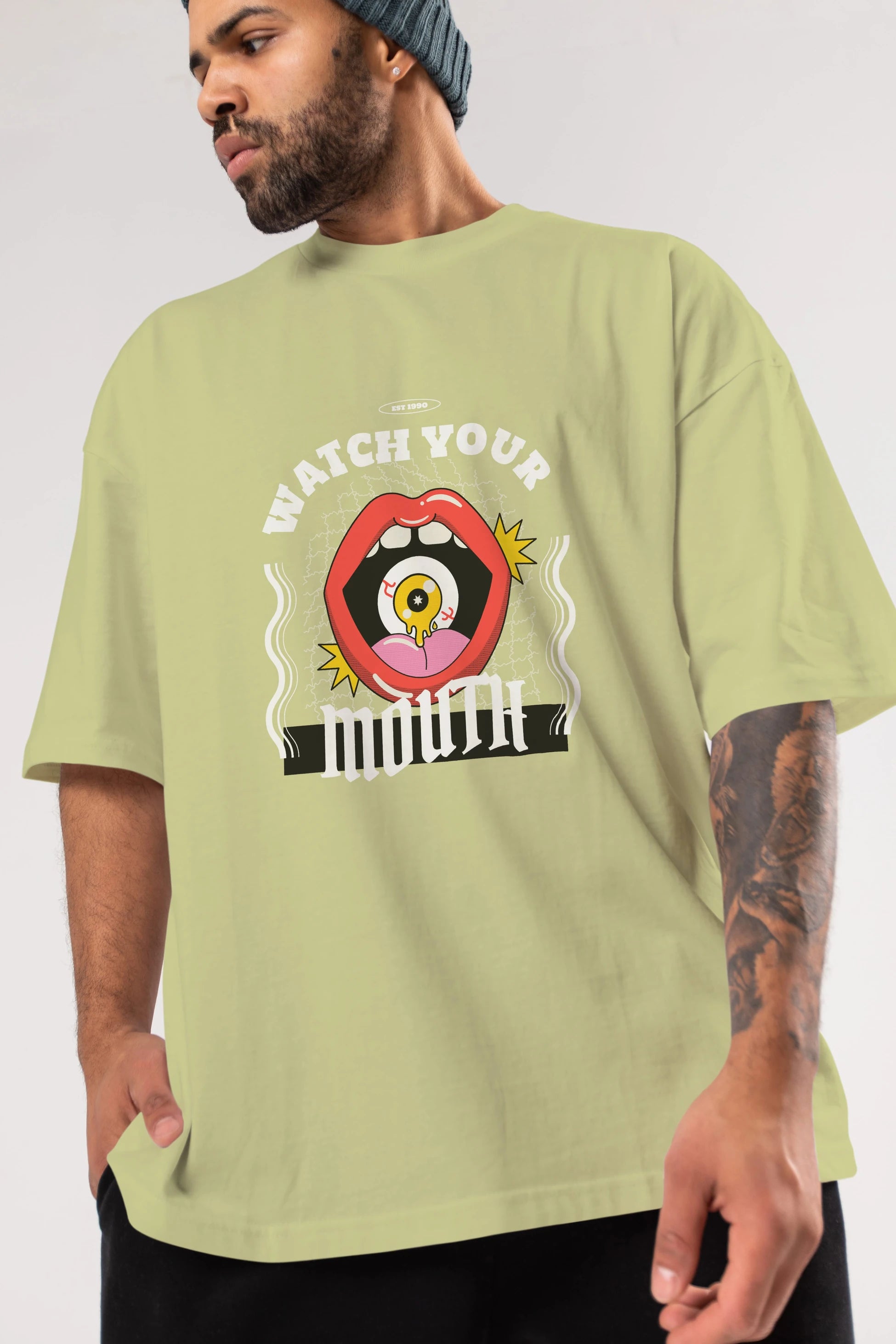 Watch Your Mouth Ön Baskılı Oversize t-shirt Erkek Kadın Unisex