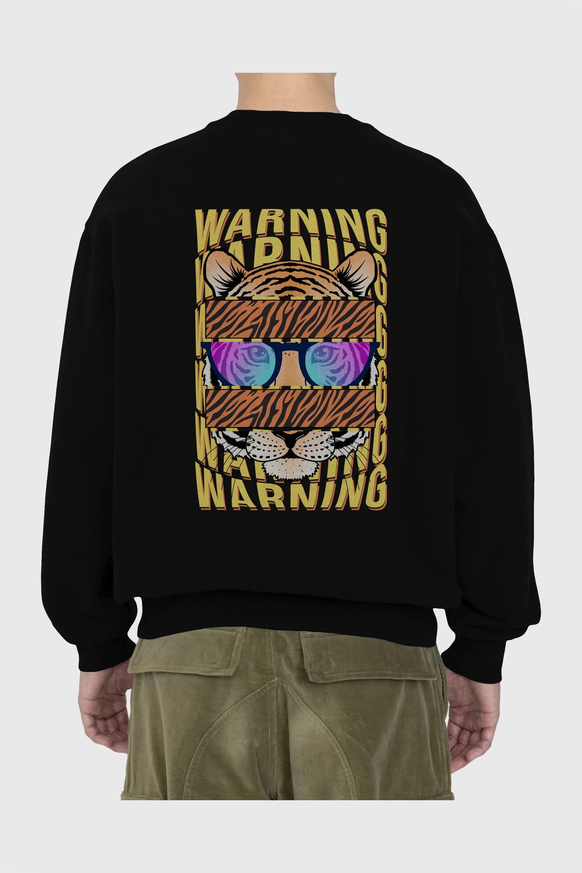 Warning Yazılı Arka Baskılı Oversize Sweatshirt Erkek Kadın Unisex