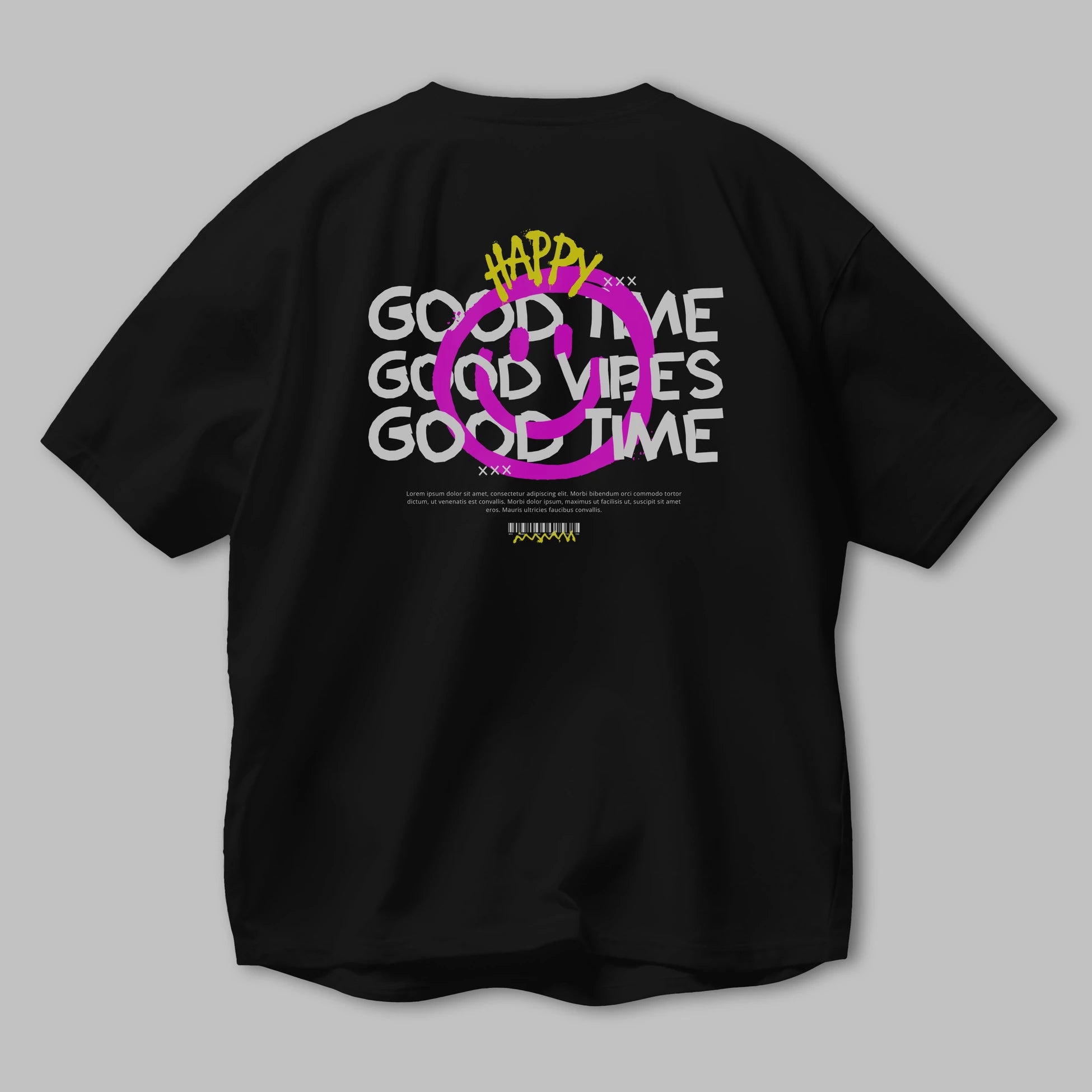 Happy Good Time Yazılı Arka Baskılı Oversize t-shirt Erkek Kadın Unisex