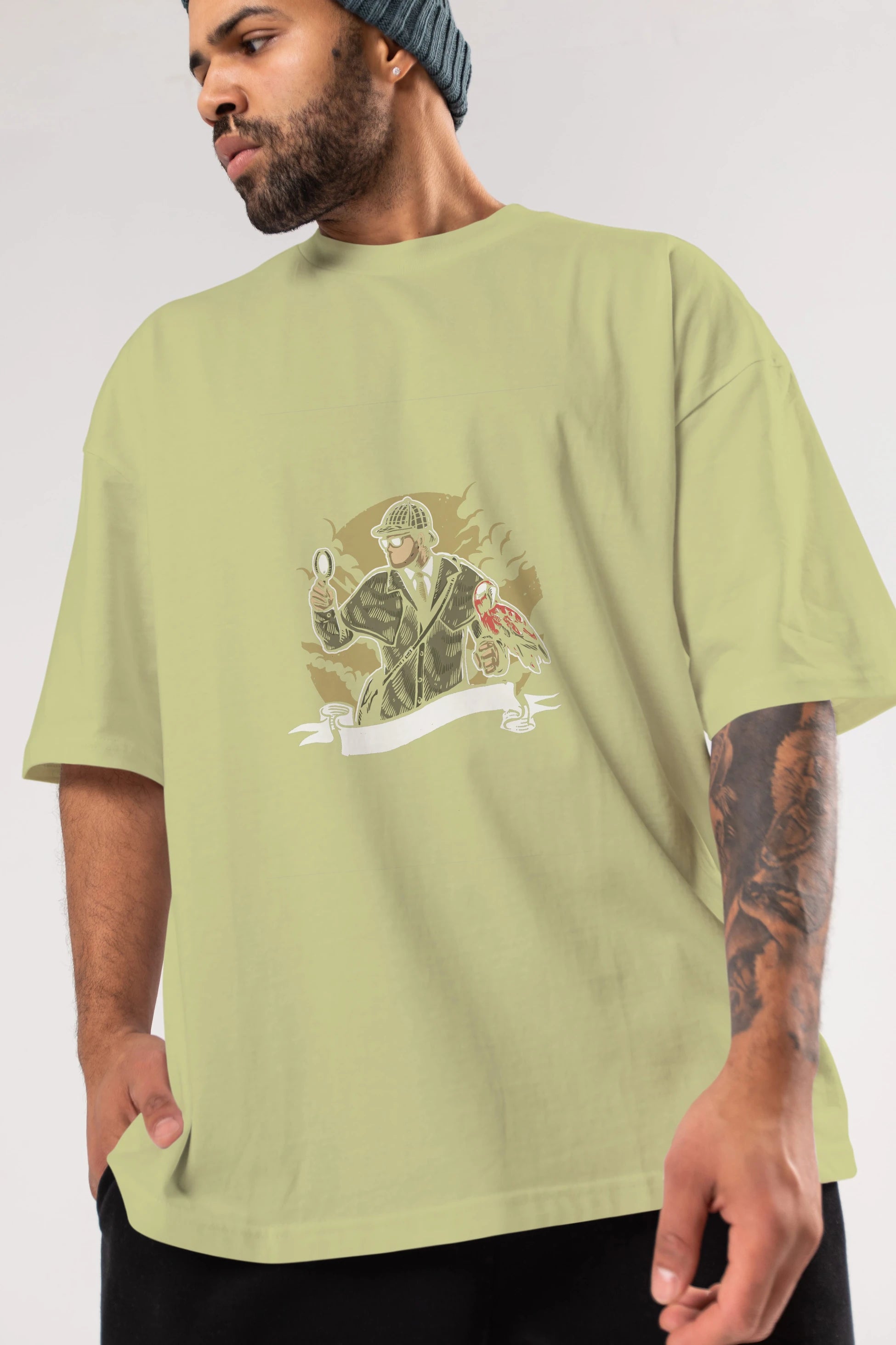 Sherlock Holmes Ön Baskılı Oversize t-shirt Erkek Kadın Unisex %100 Pamuk tişort