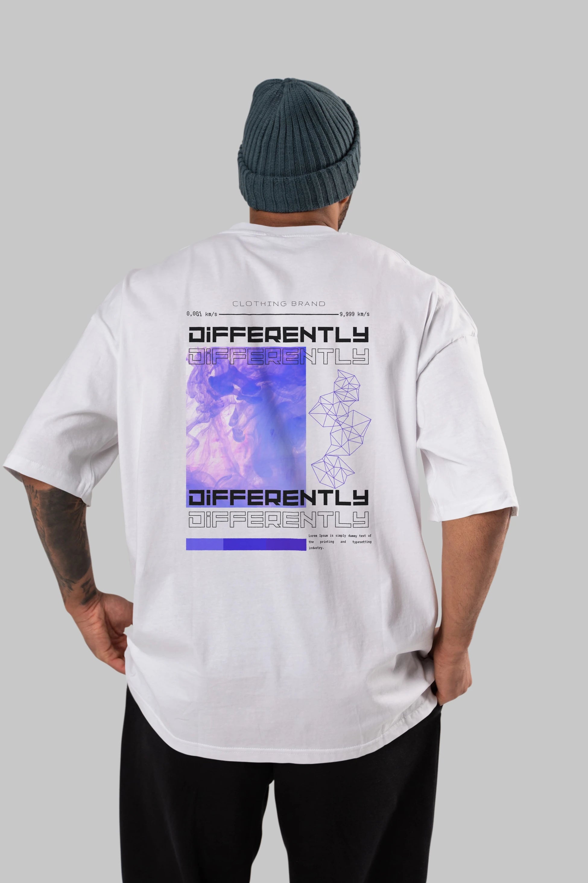 Differently Yazılı Arka Baskılı Oversize t-shirt Erkek Kadın Unisex