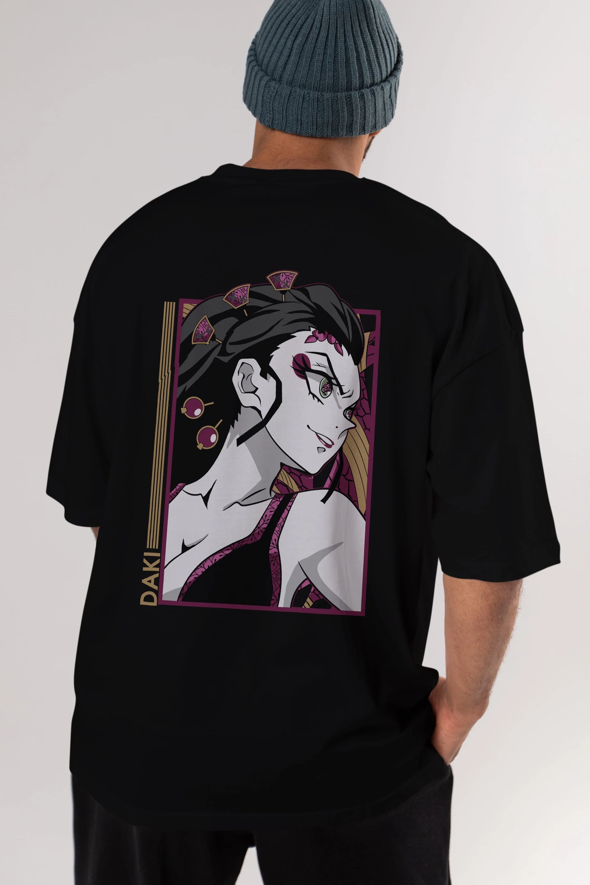 Daki DEMION SLAYER Anime Arka Baskılı Oversize t-shirt Erkek Kadın Unisex