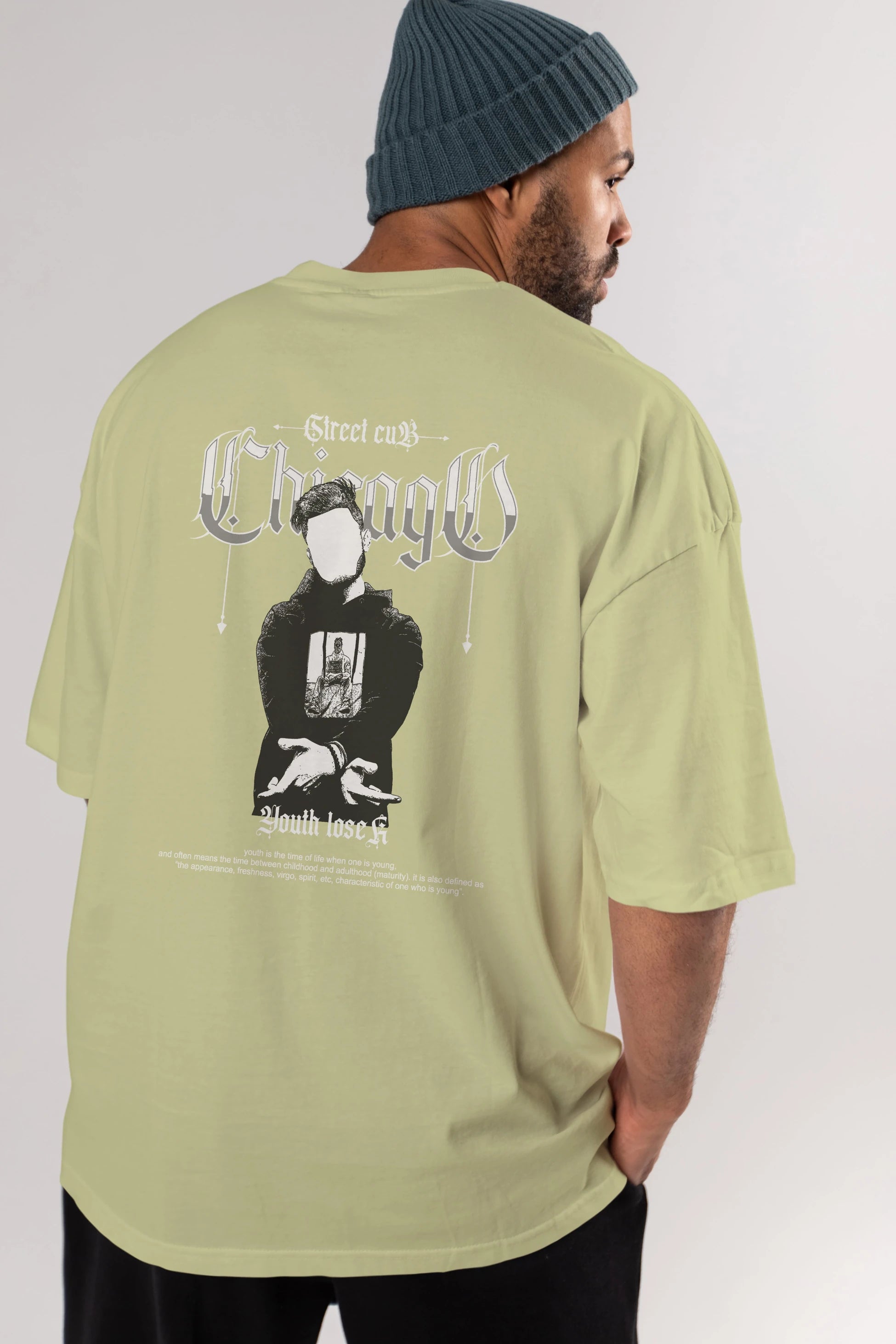 Chicago Street Club Arka Baskılı Oversize t-shirt Erkek Kadın Unisex