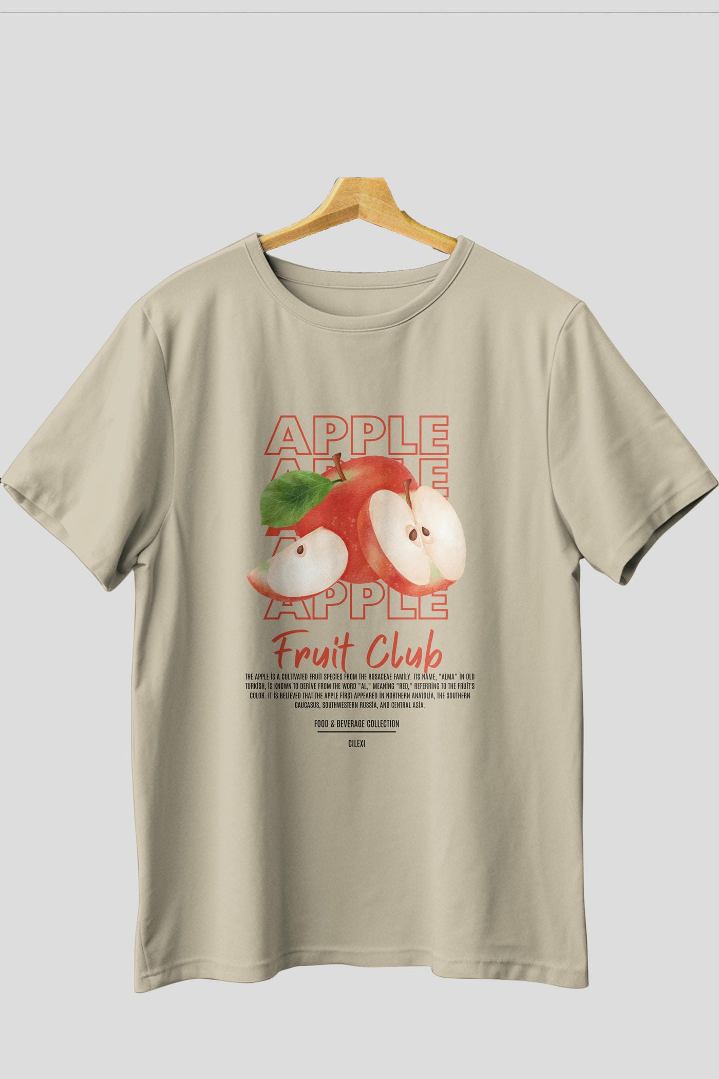 Apple Ön Baskılı Oversize t-shirt Erkek Kadın Pamuk Bisiklet Yaka tişort
