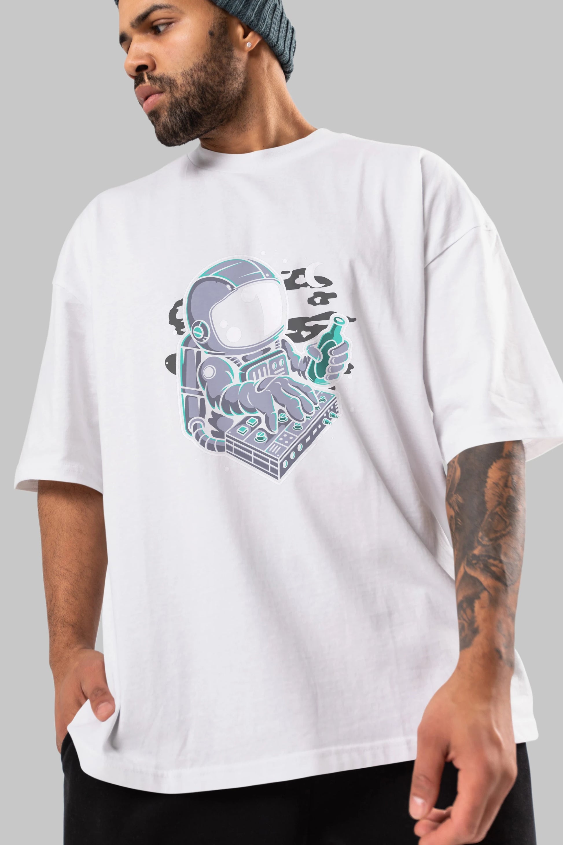Astronaut Synth Ön Baskılı Oversize t-shirt Erkek Kadın Unisex