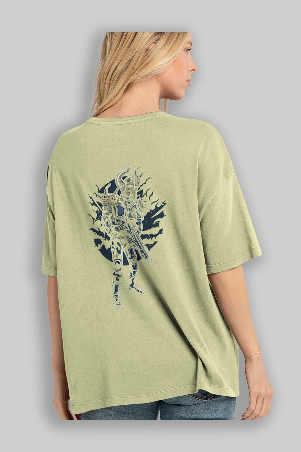 Viking Soldier Arka Baskılı Oversize t-shirt Erkek Kadın Unisex %100 Pamuk