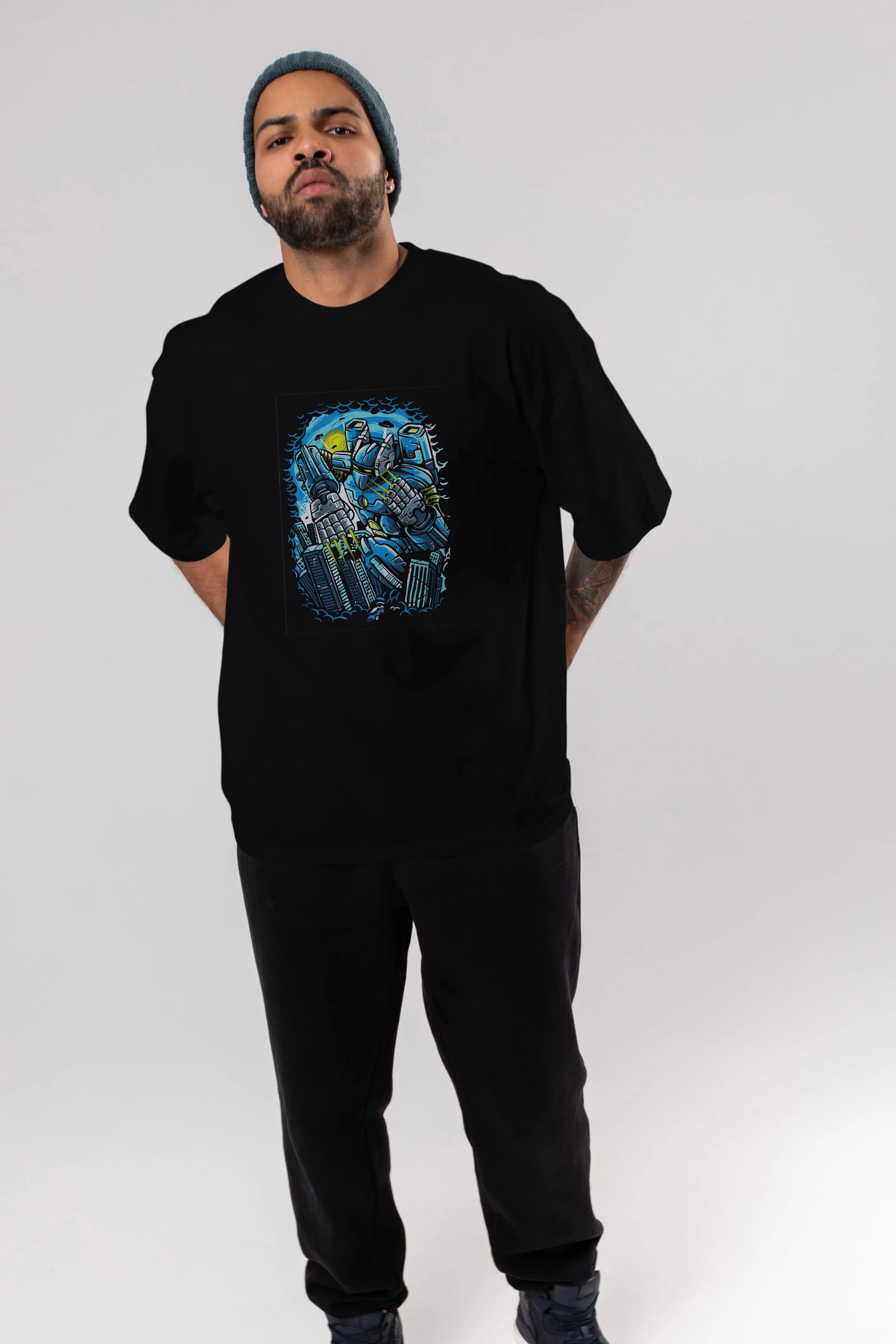 Destroy The City Ön Baskılı Oversize t-shirt Erkek Kadın Unisex %100 Pamuk tişort