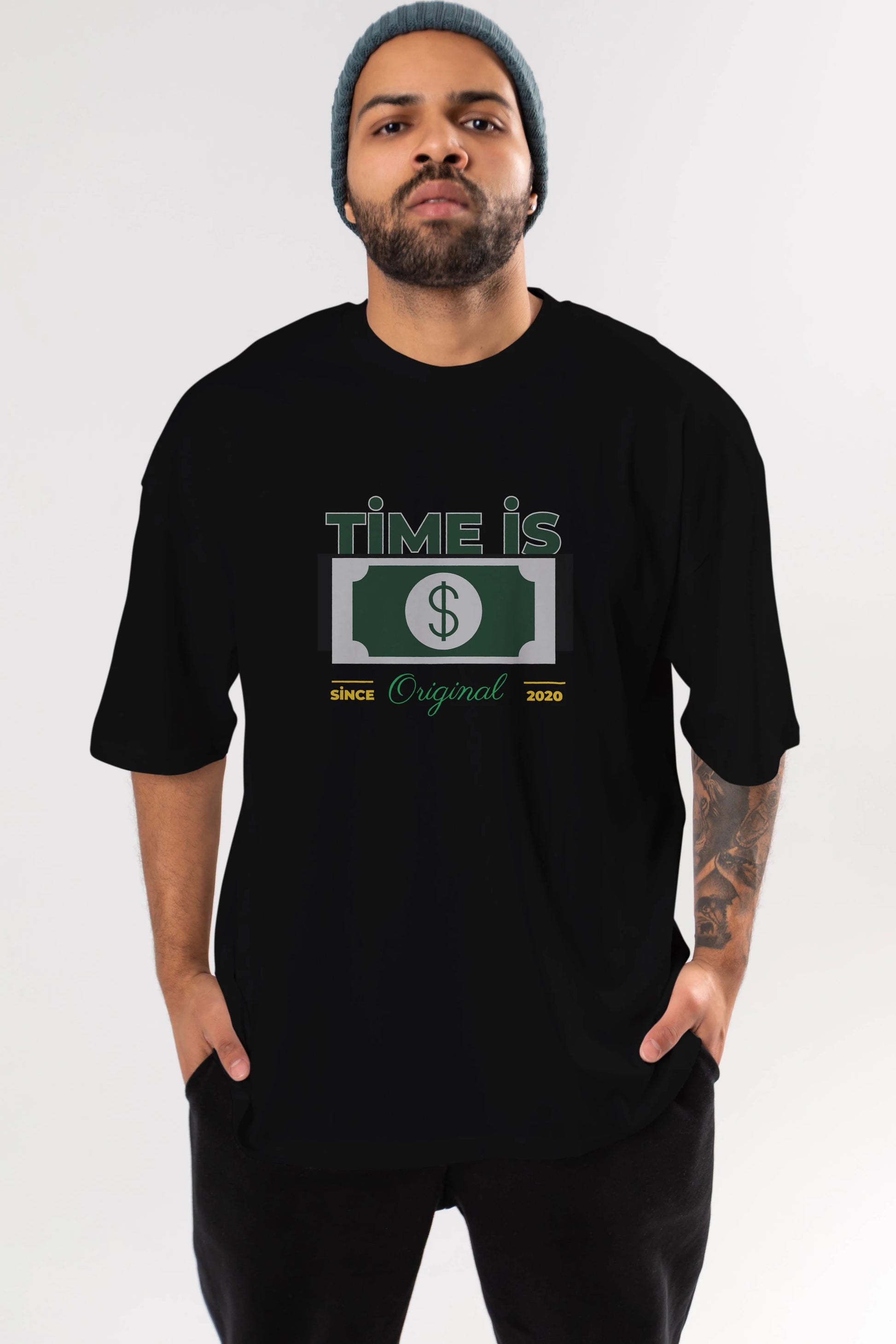 Time is Original Ön Baskılı Oversize t-shirt Erkek Kadın Unisex