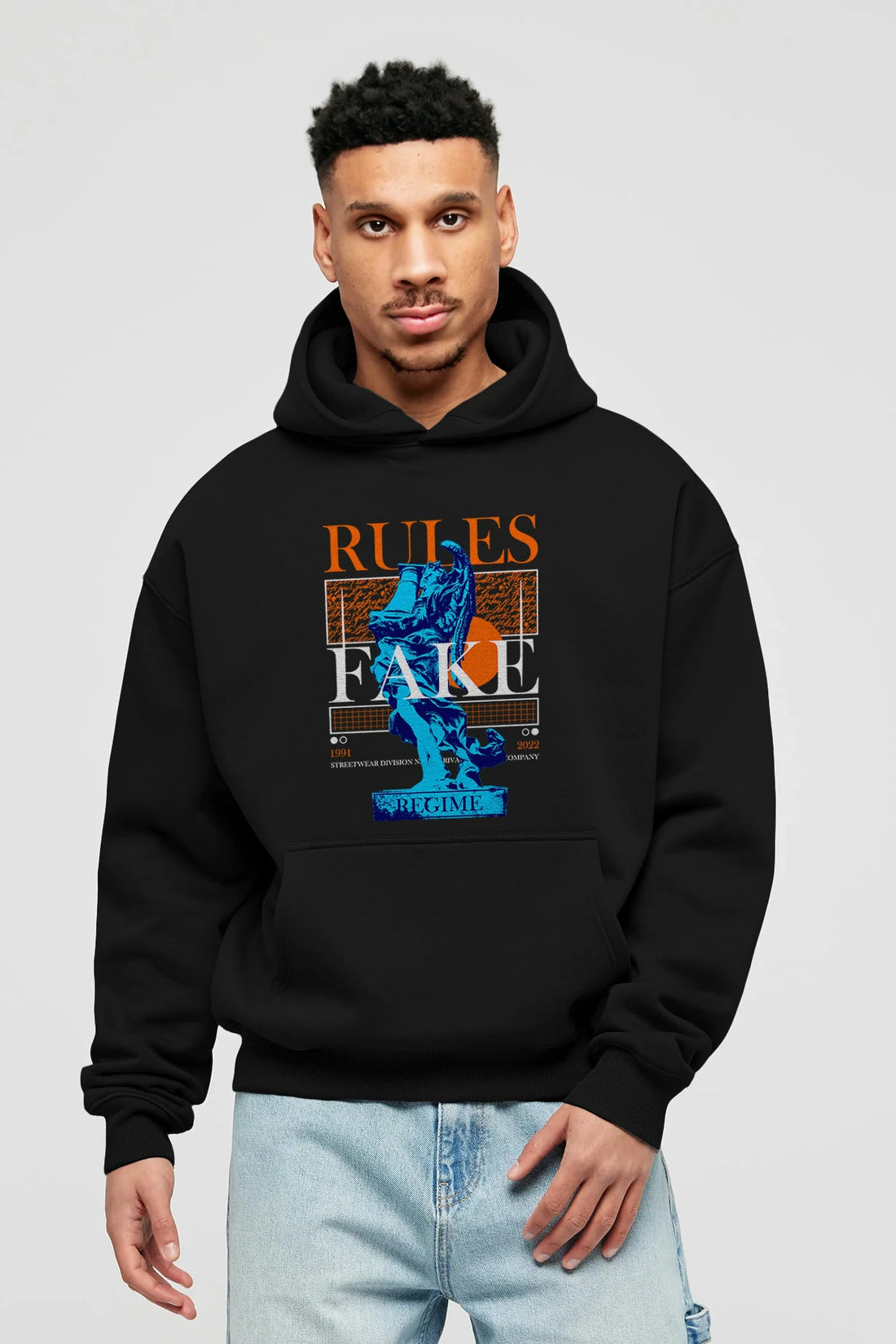 Rules Fake Ön Baskılı Hoodie Oversize Kapüşonlu Sweatshirt Erkek Kadın Unisex