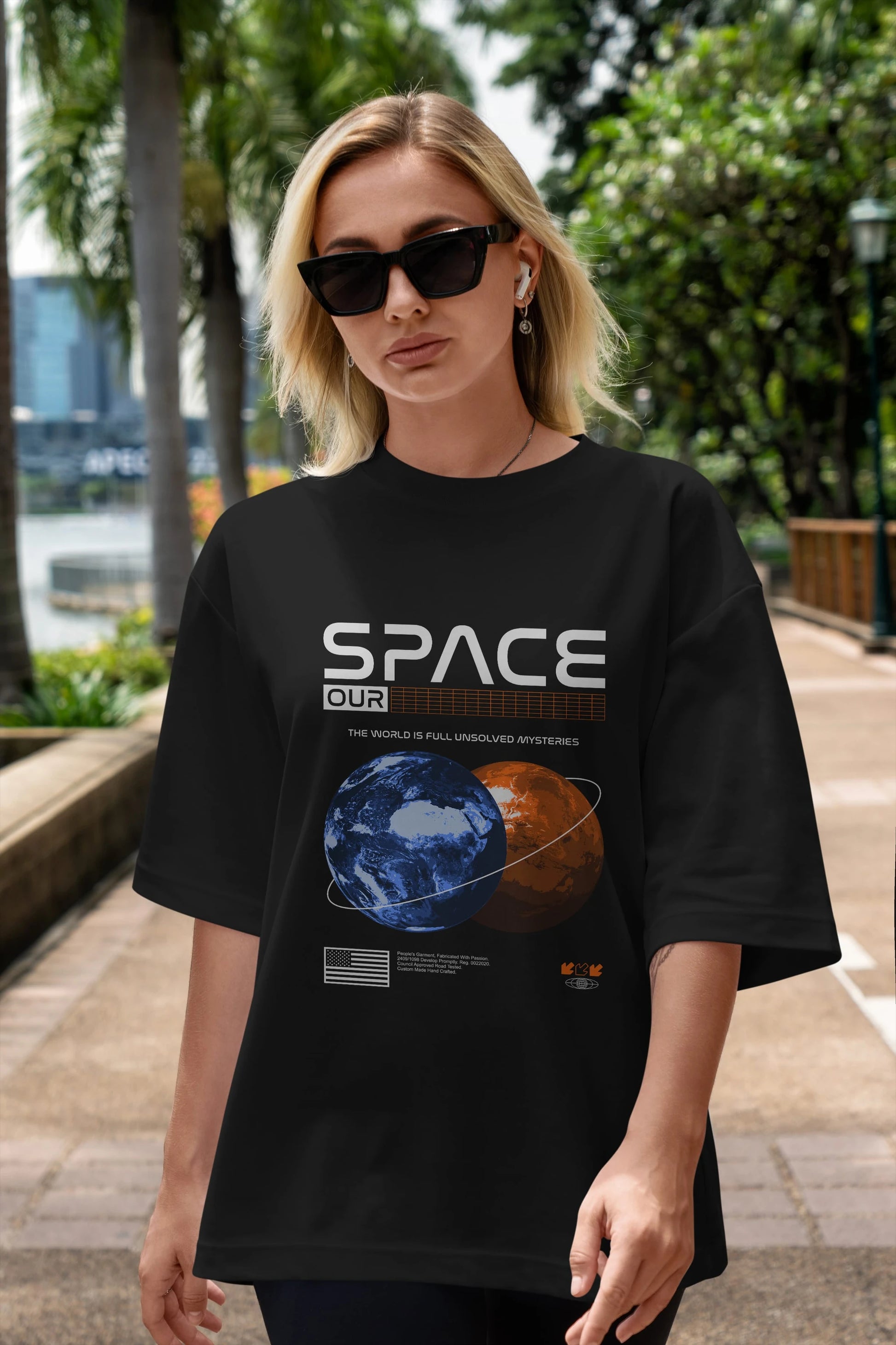 Space Our Ön Baskılı Oversize t-shirt Erkek Kadın Unisex