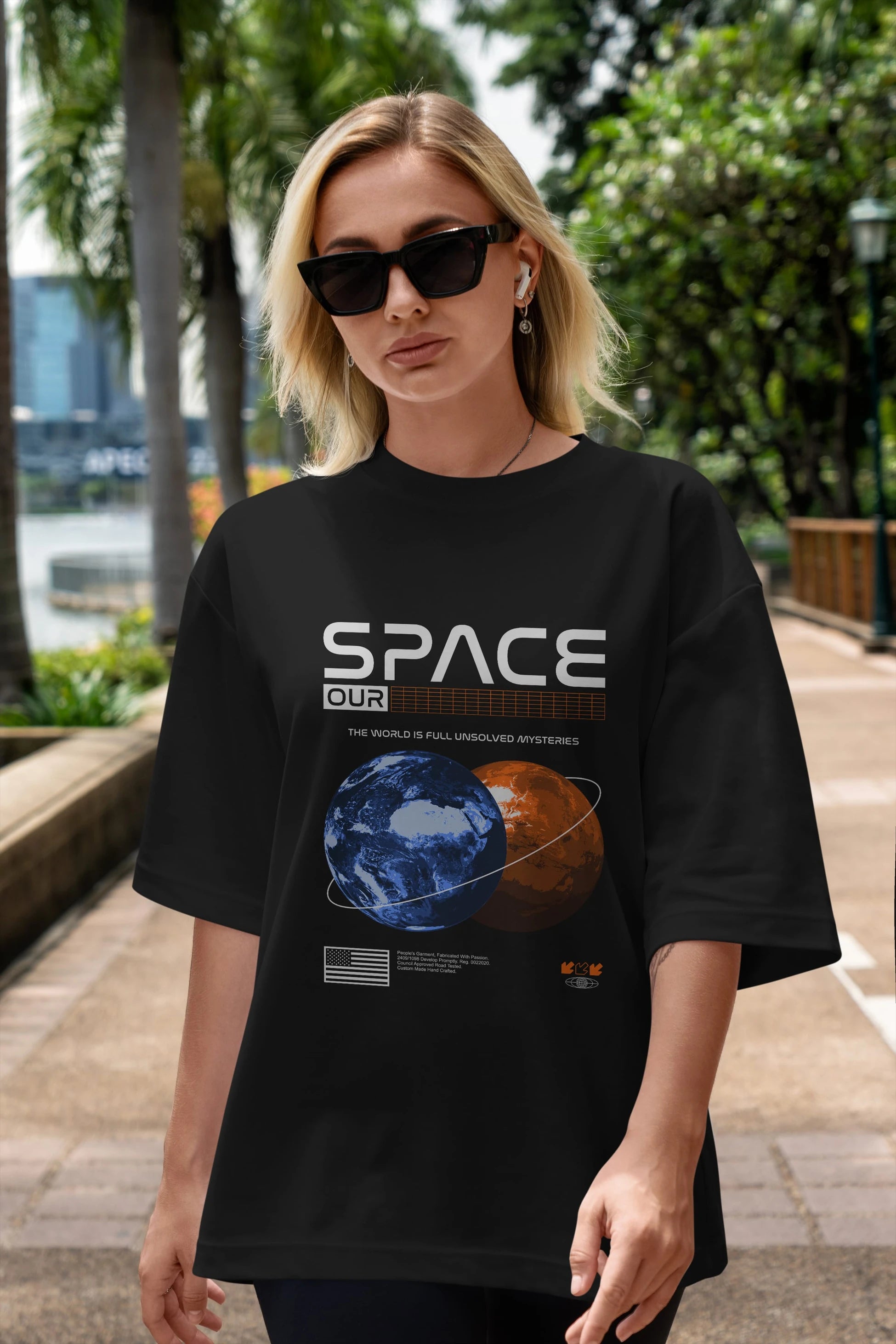 Space Our Ön Baskılı Oversize t-shirt Erkek Kadın Unisex