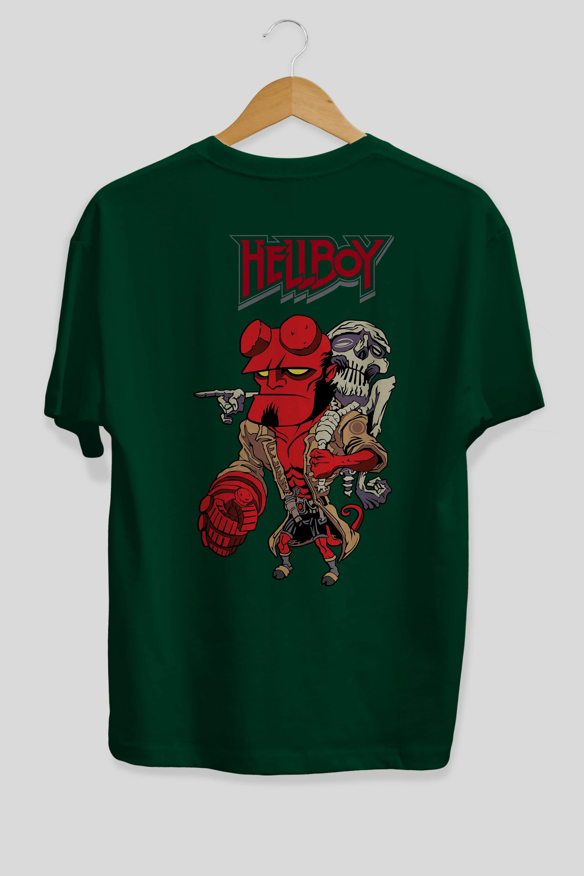 Hellboy (2) Arka Baskılı Oversize t-shirt Erkek Kadın Unisex %100 Pamuk Bisiklet Yaka tişort