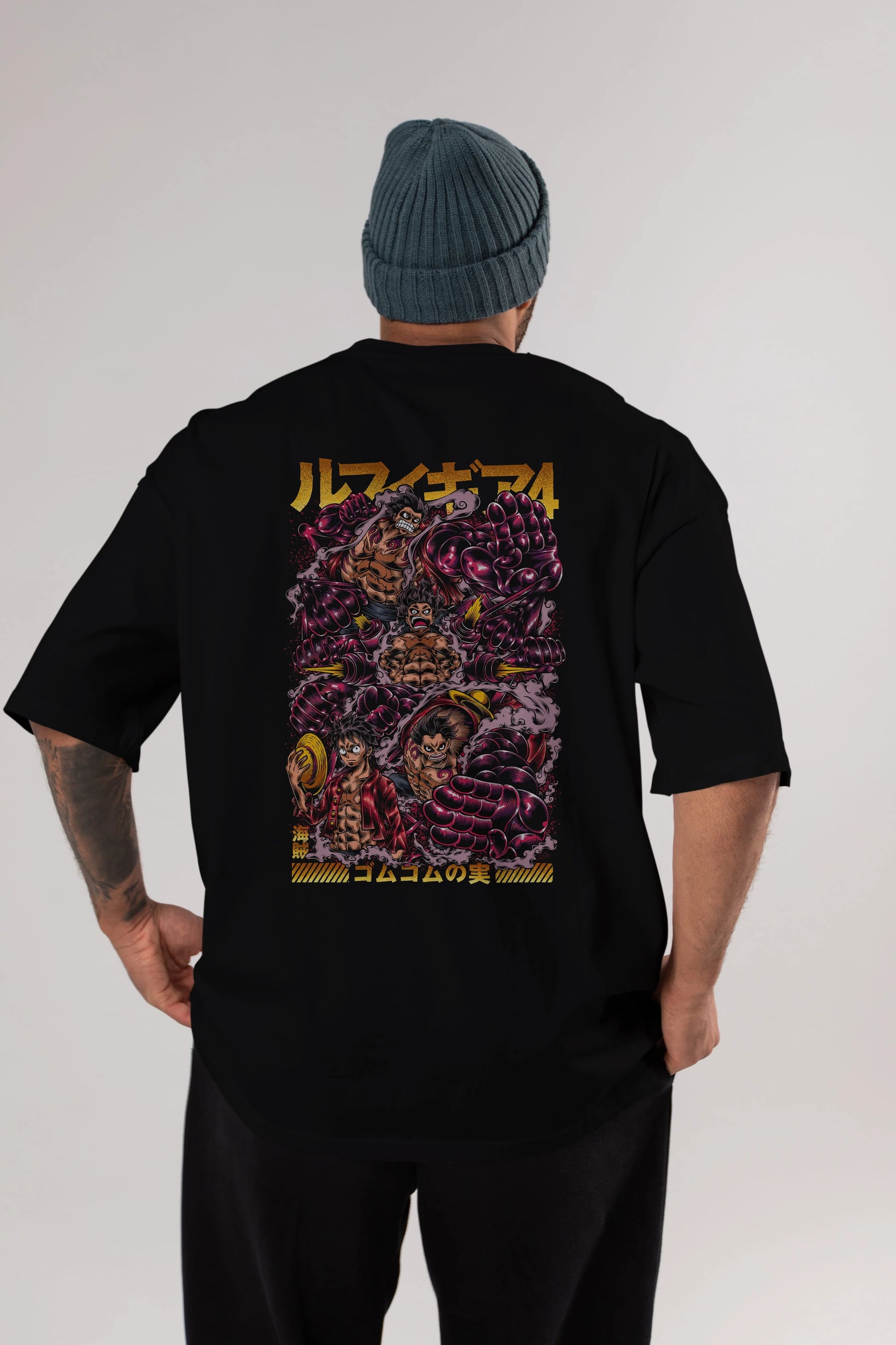 MONKEY D. LUFFY (2) Anime Arka Baskılı Oversize t-shirt Erkek Kadın Unisex