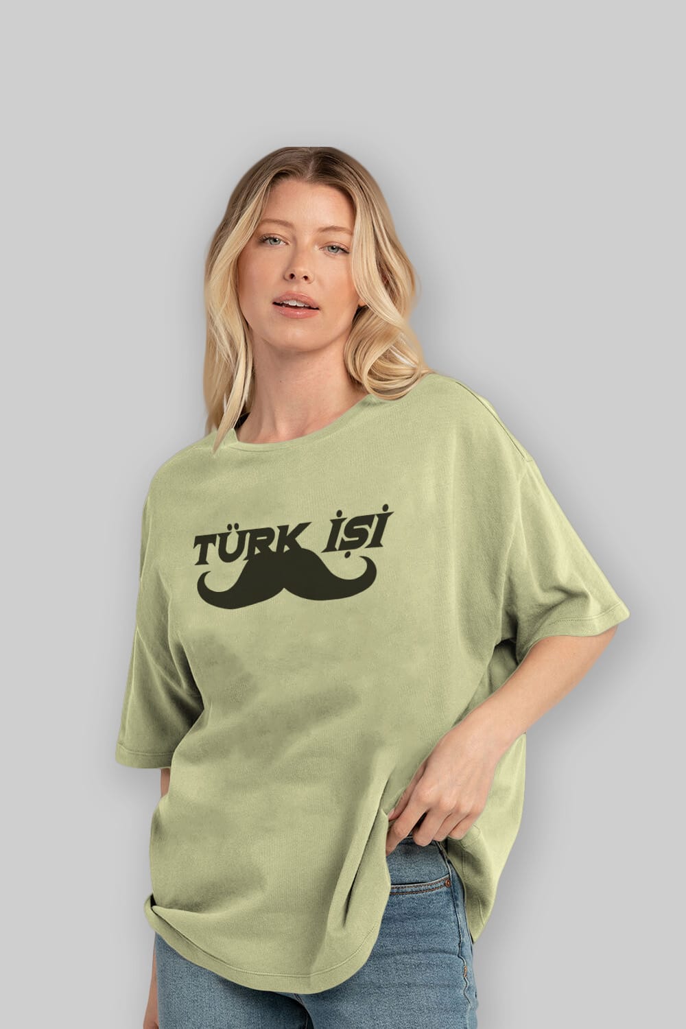 Türk İşi Ön Baskılı Oversize t-shirt %100 pamuk Erkek Kadın Unisex