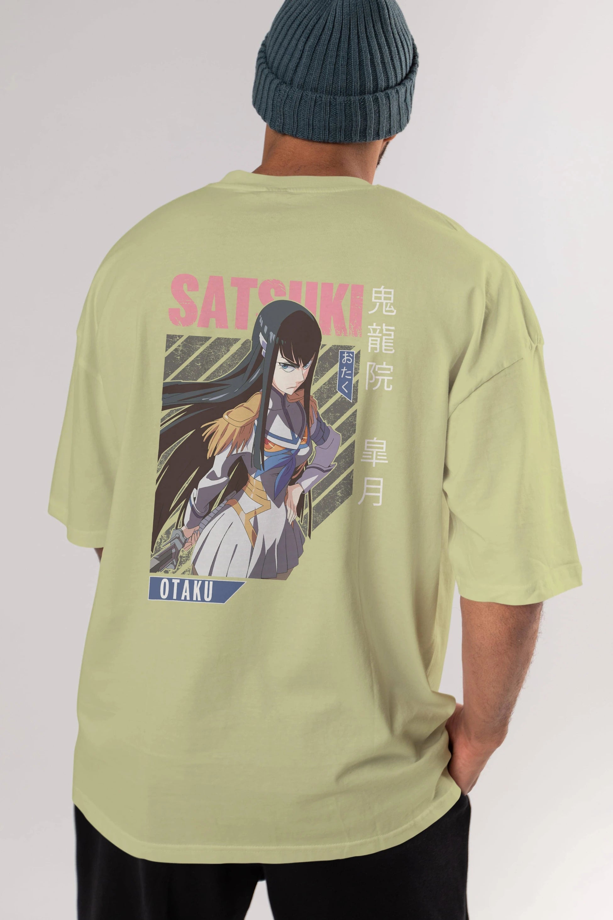 Satsuki Kiryuuin 8 Anime Arka Baskılı Oversize t-shirt Erkek Kadın Unisex