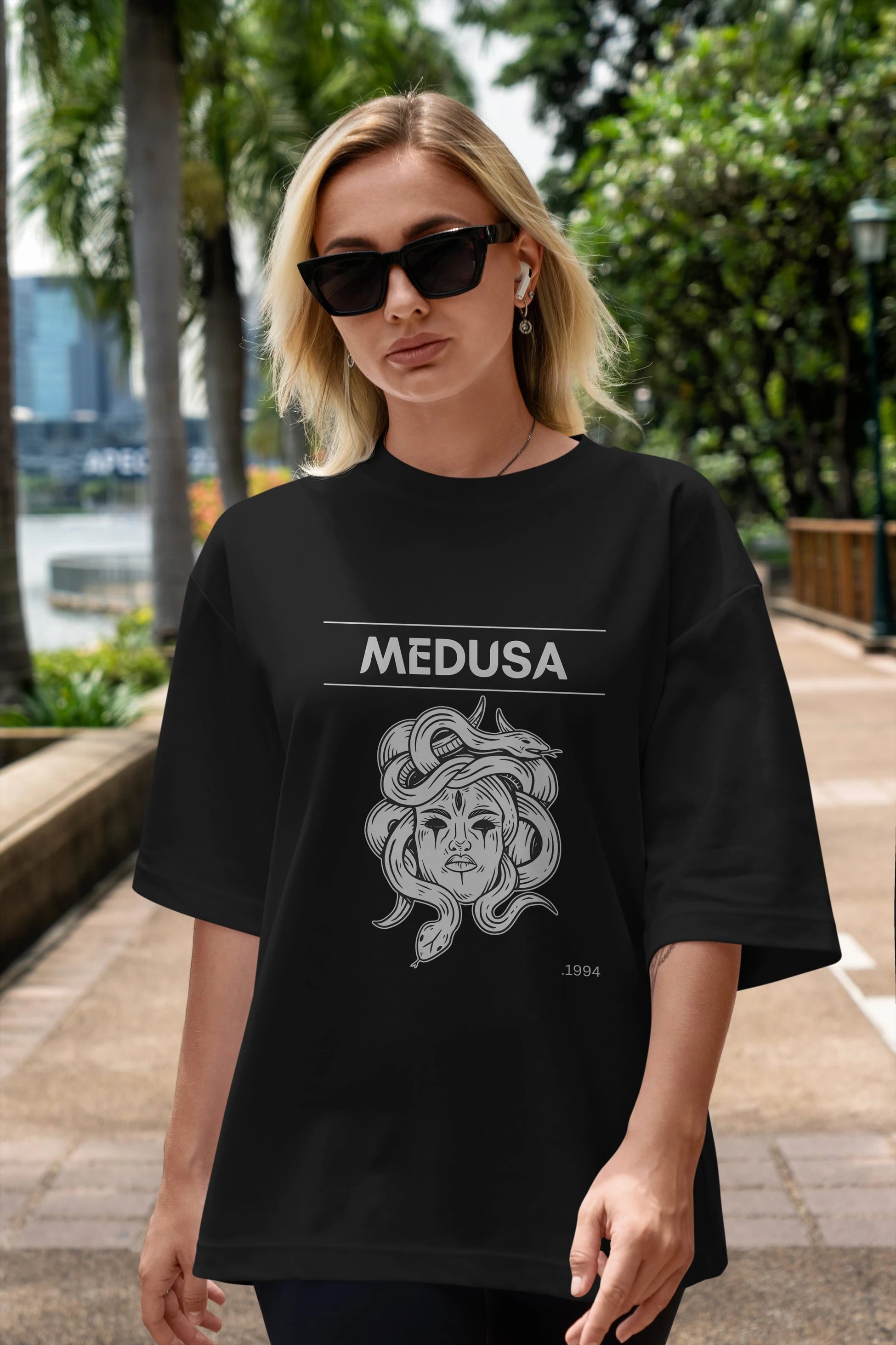 Medusa Ön Baskılı Oversize t-shirt Erkek Kadın Unisex