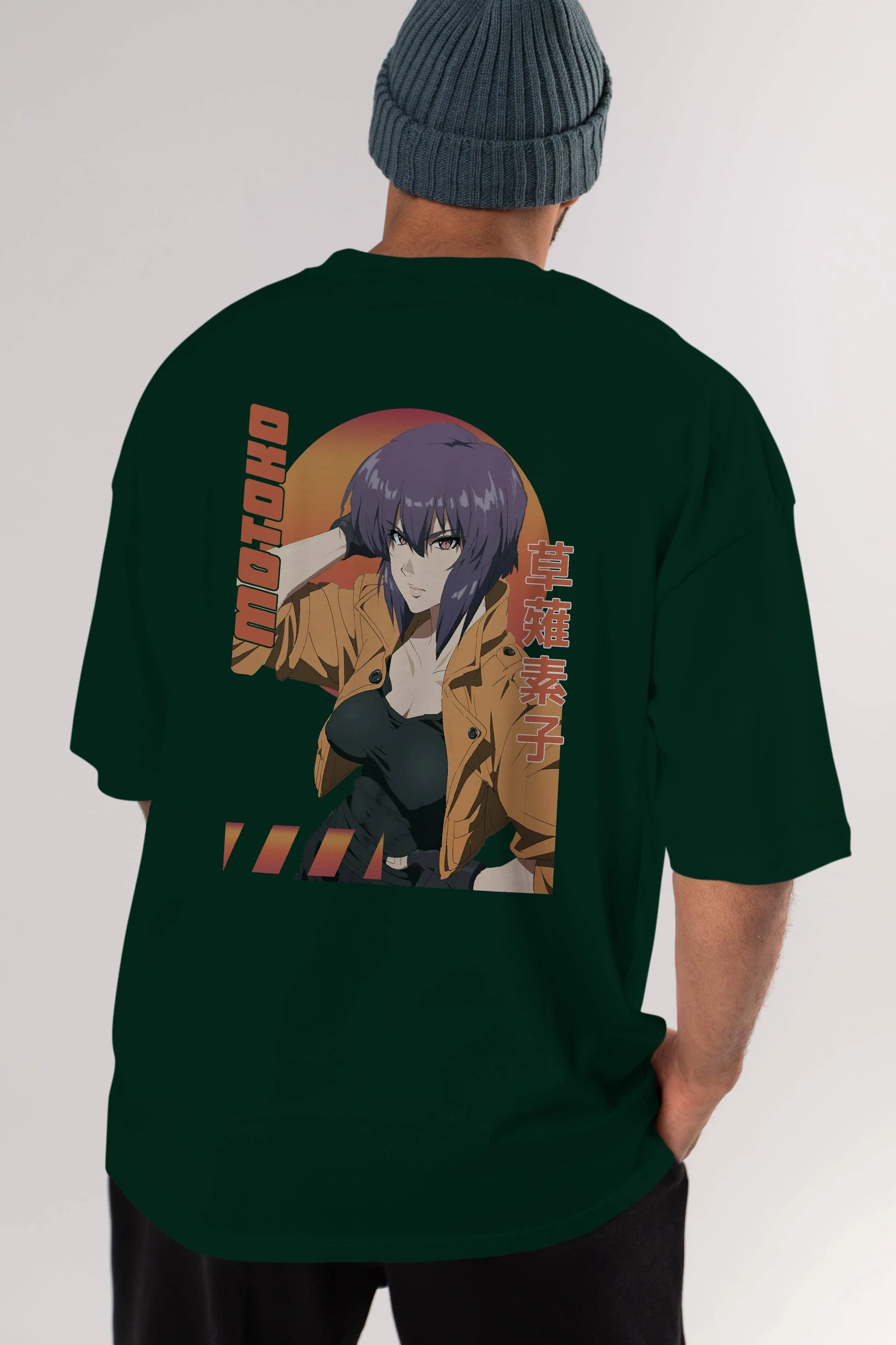 Motoko Kusanagi 9 Anime Arka Baskılı Oversize t-shirt Erkek Kadın Unisex