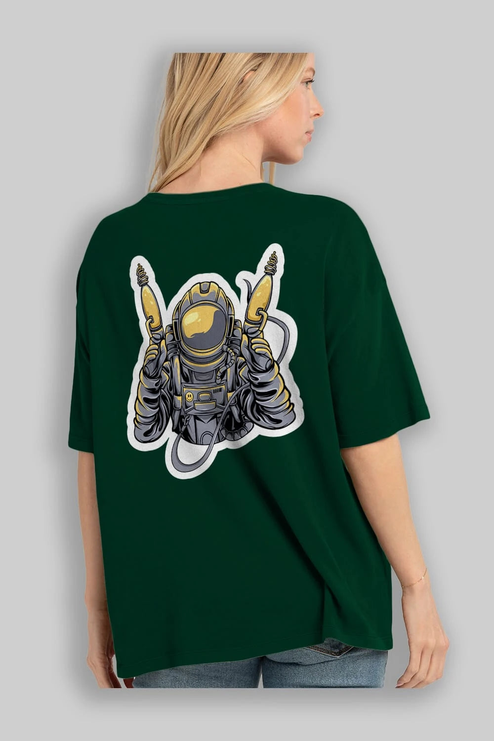 Alien Hunter Sticker Arka Baskılı Oversize t-shirt Erkek Kadın Unisex
