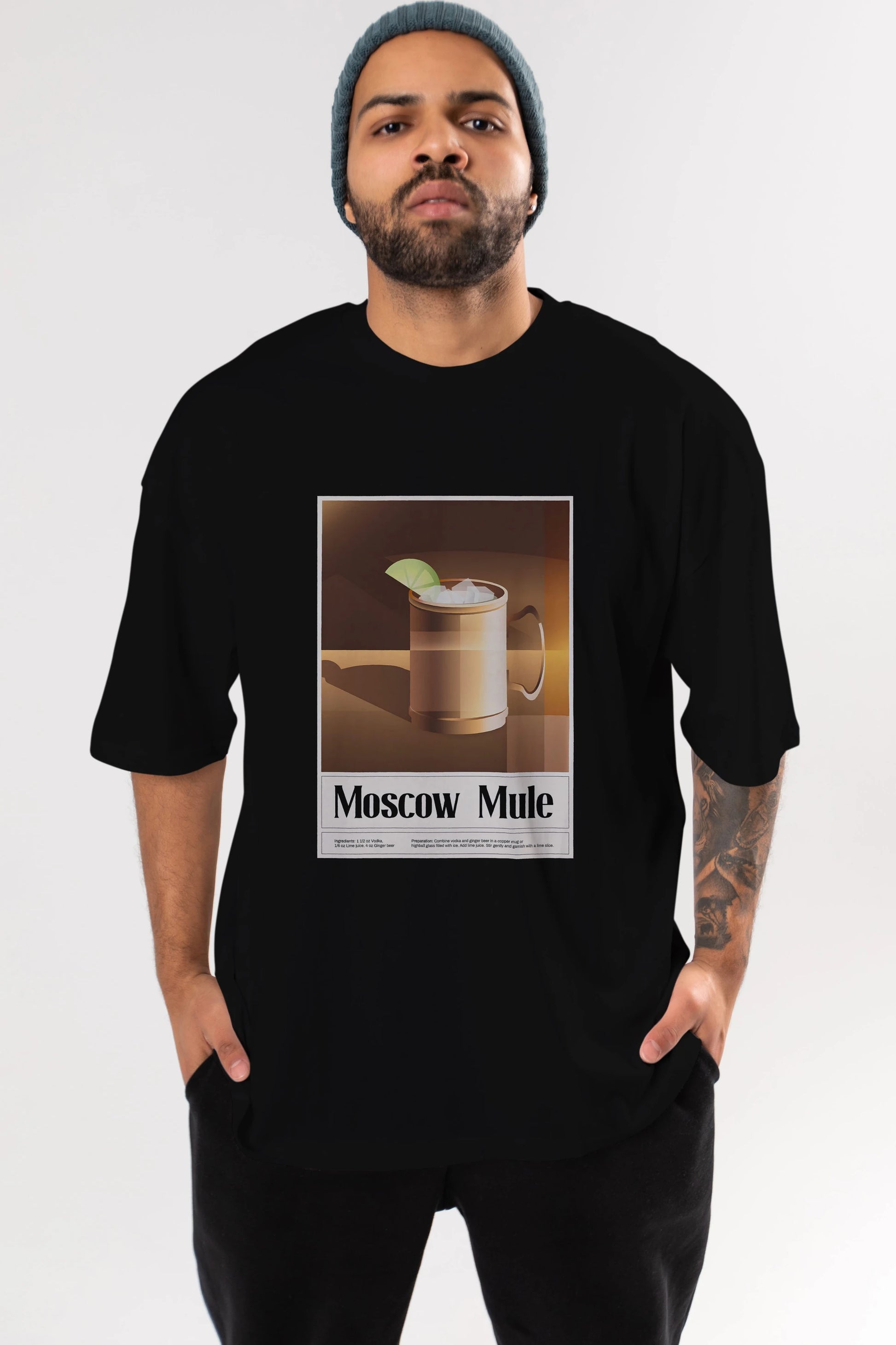 Moscow Mule 3 Ön Baskılı Oversize t-shirt Erkek Kadın Unisex %100 Pamuk Bisiklet Yaka tişort