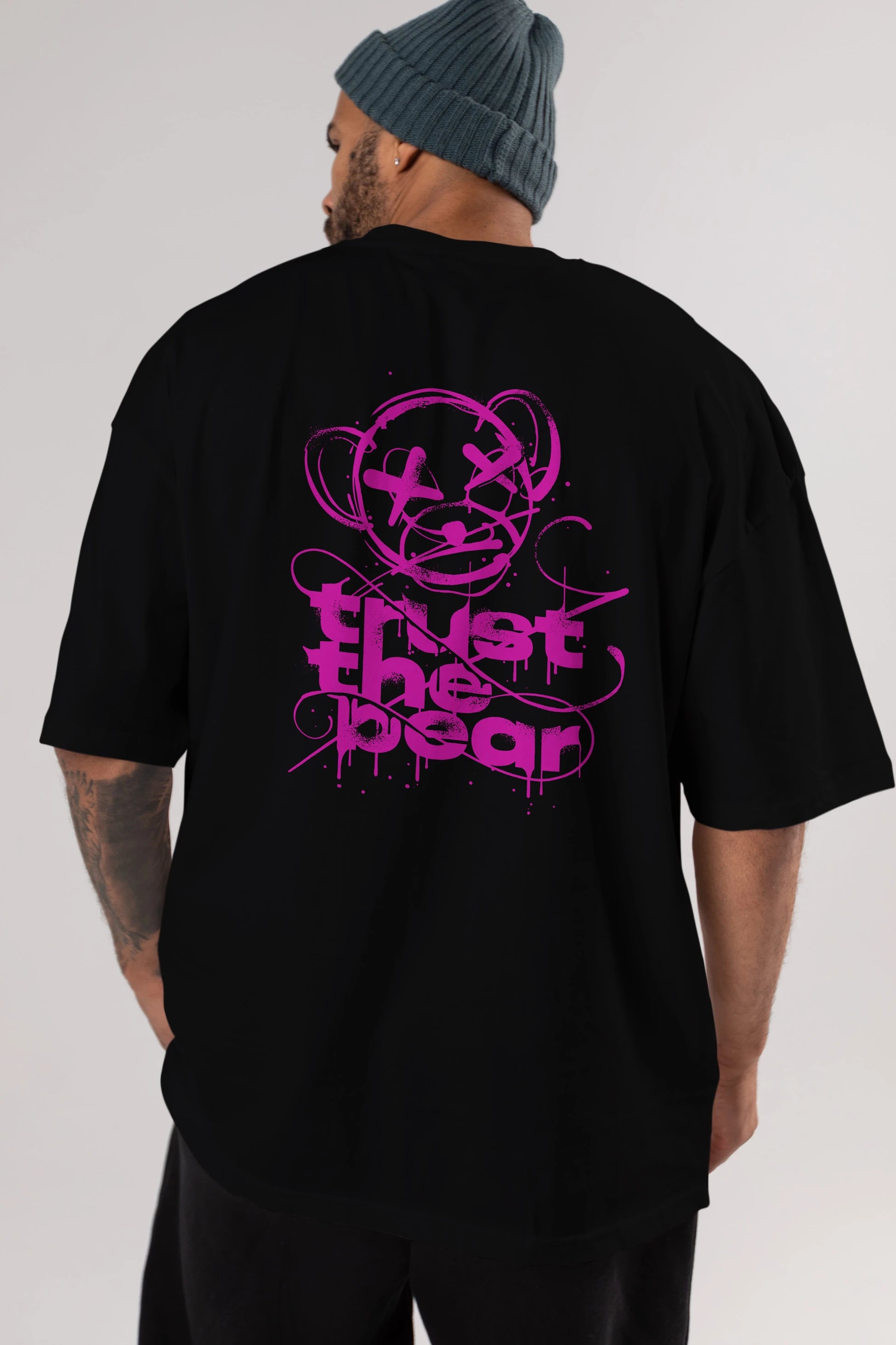 Trust The Bear 2 Arka Baskılı Oversize t-shirt Erkek Kadın Unisex