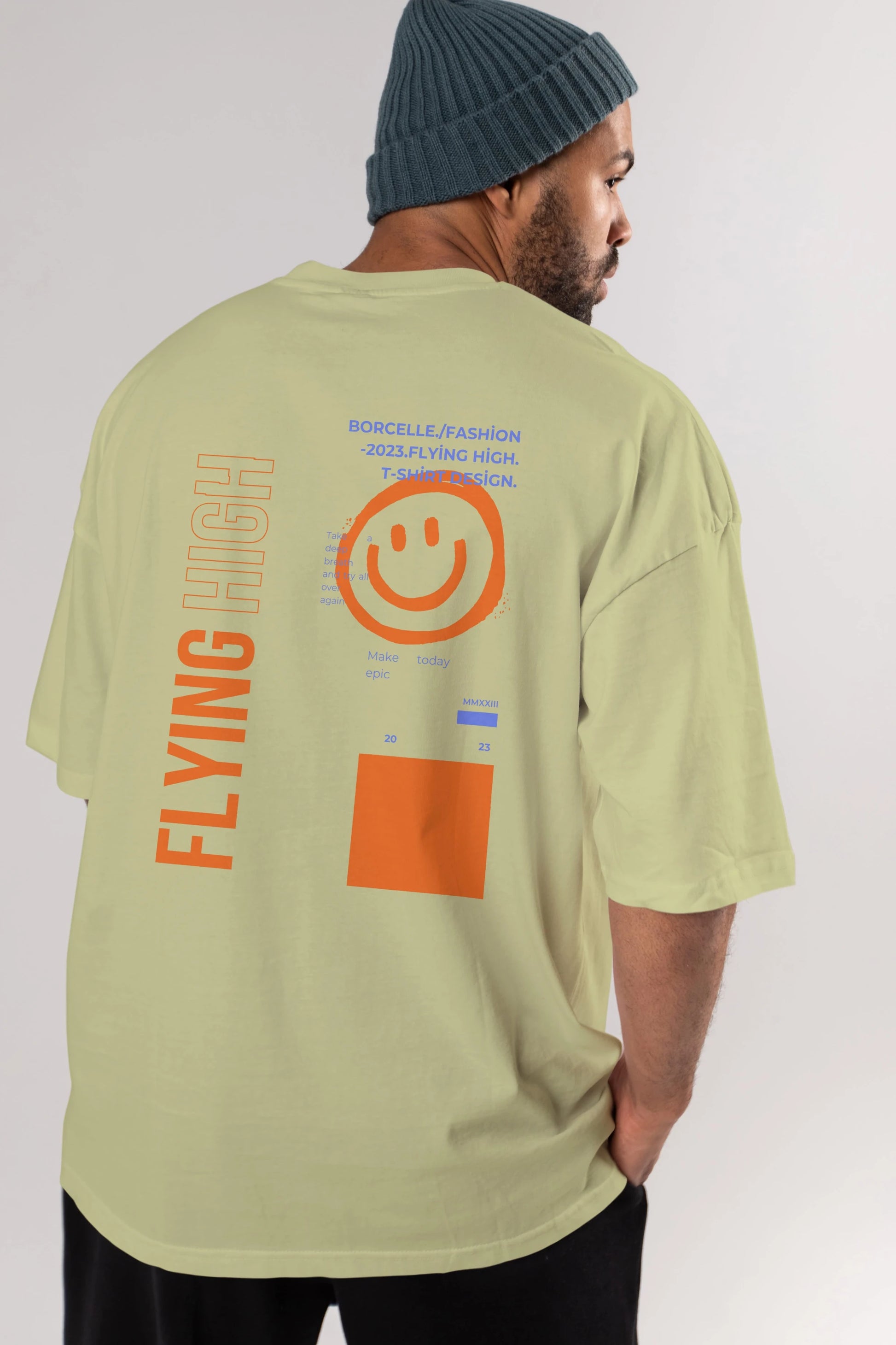 Flying High Yazılı Arka Baskılı Oversize t-shirt Erkek Kadın Unisex