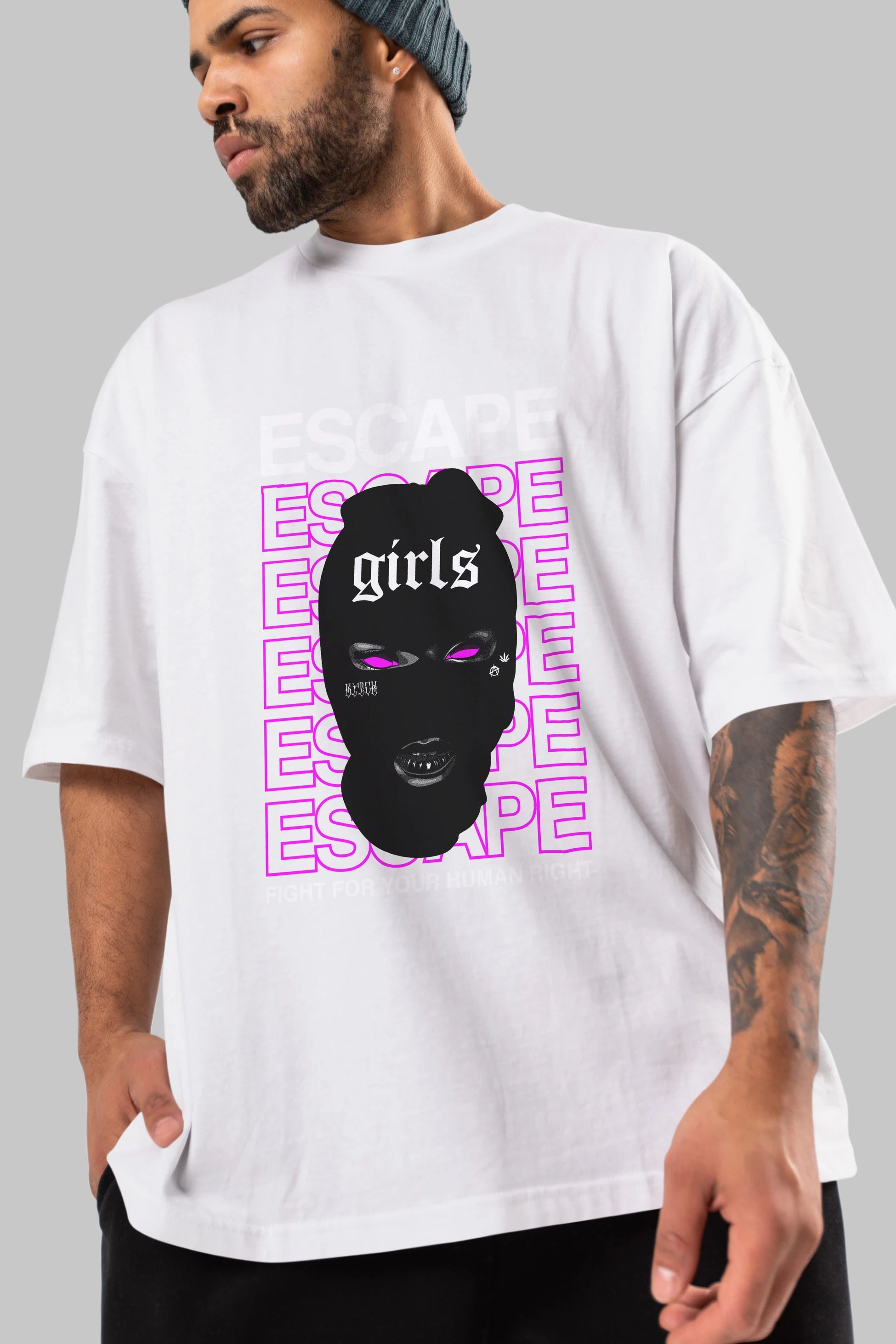 Escape Girl Ön Baskılı Oversize t-shirt Erkek Kadın Unisex